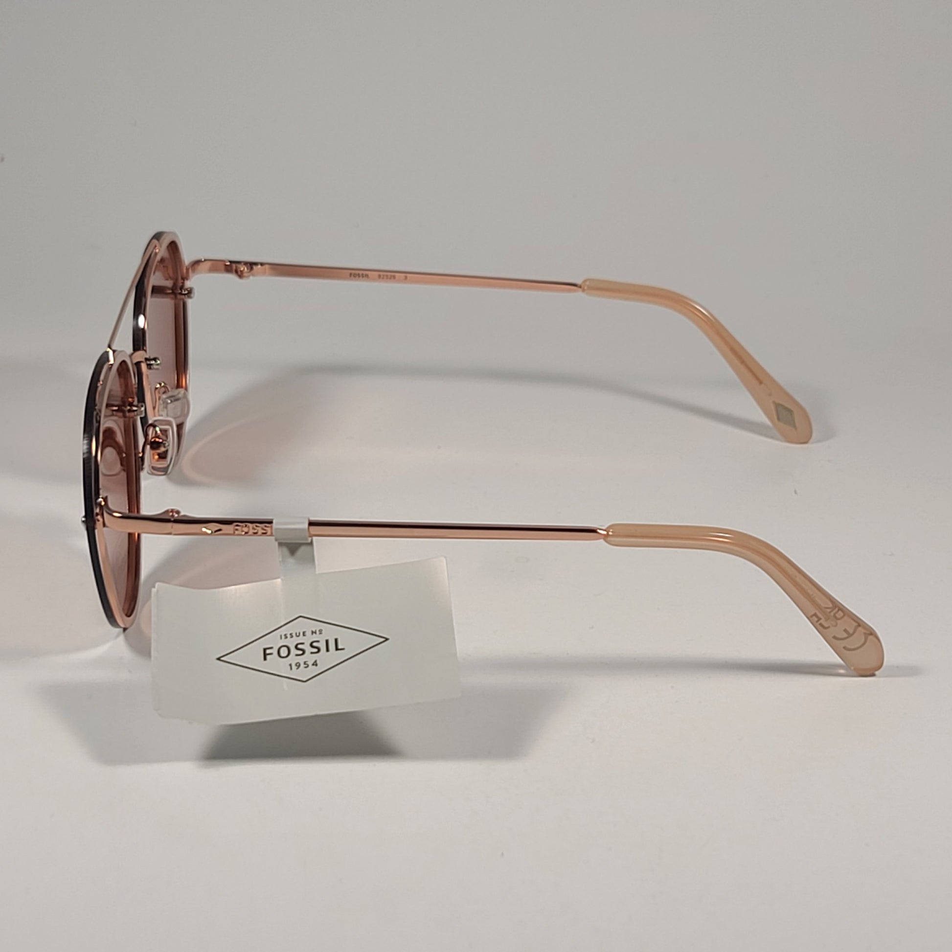 Fossil FW199 Rimless Pilot Sunglasses Rose Gold Frame And Flash Lens 57mm - Sunglasses