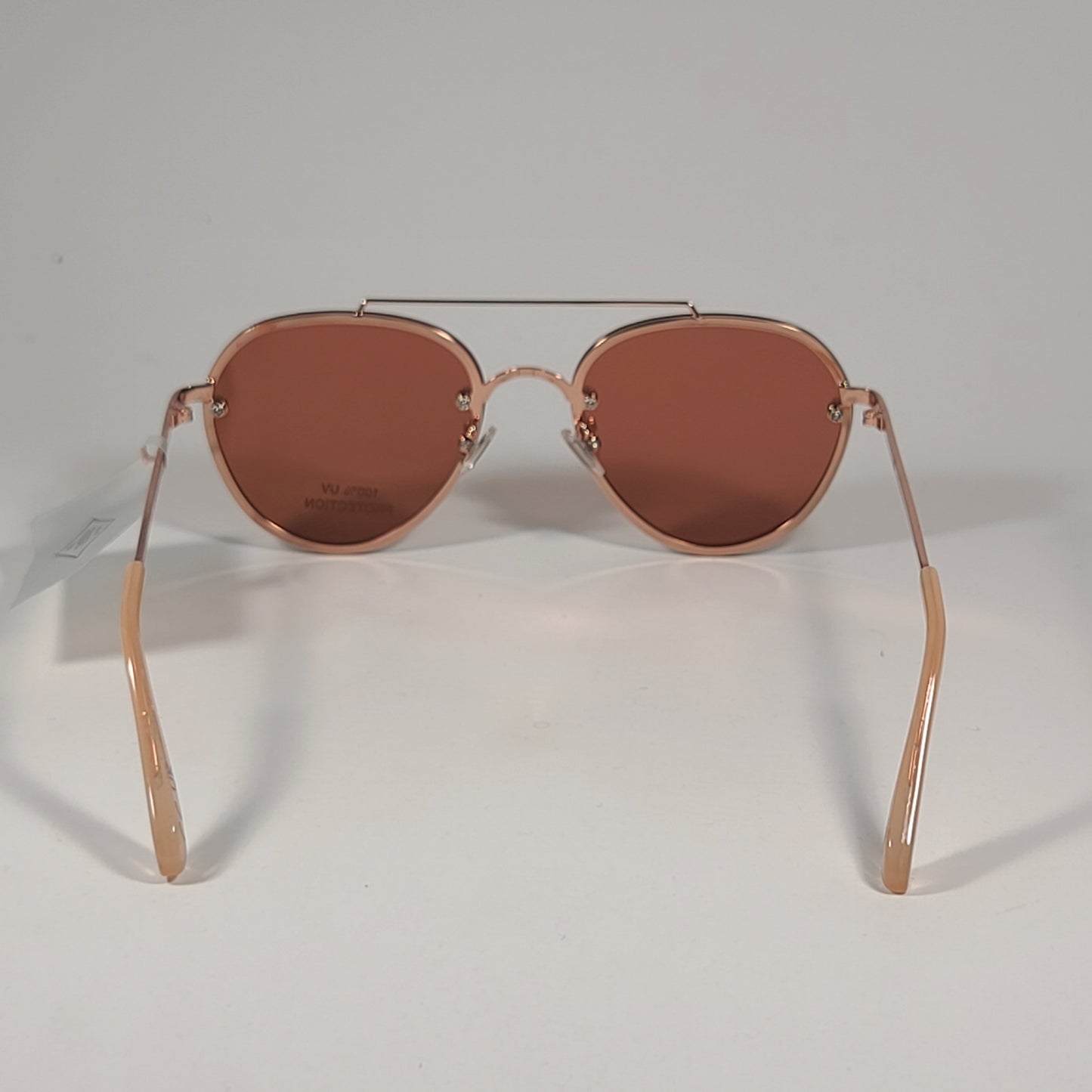Fossil FW199 Rimless Pilot Sunglasses Rose Gold Frame And Flash Lens 57mm - Sunglasses