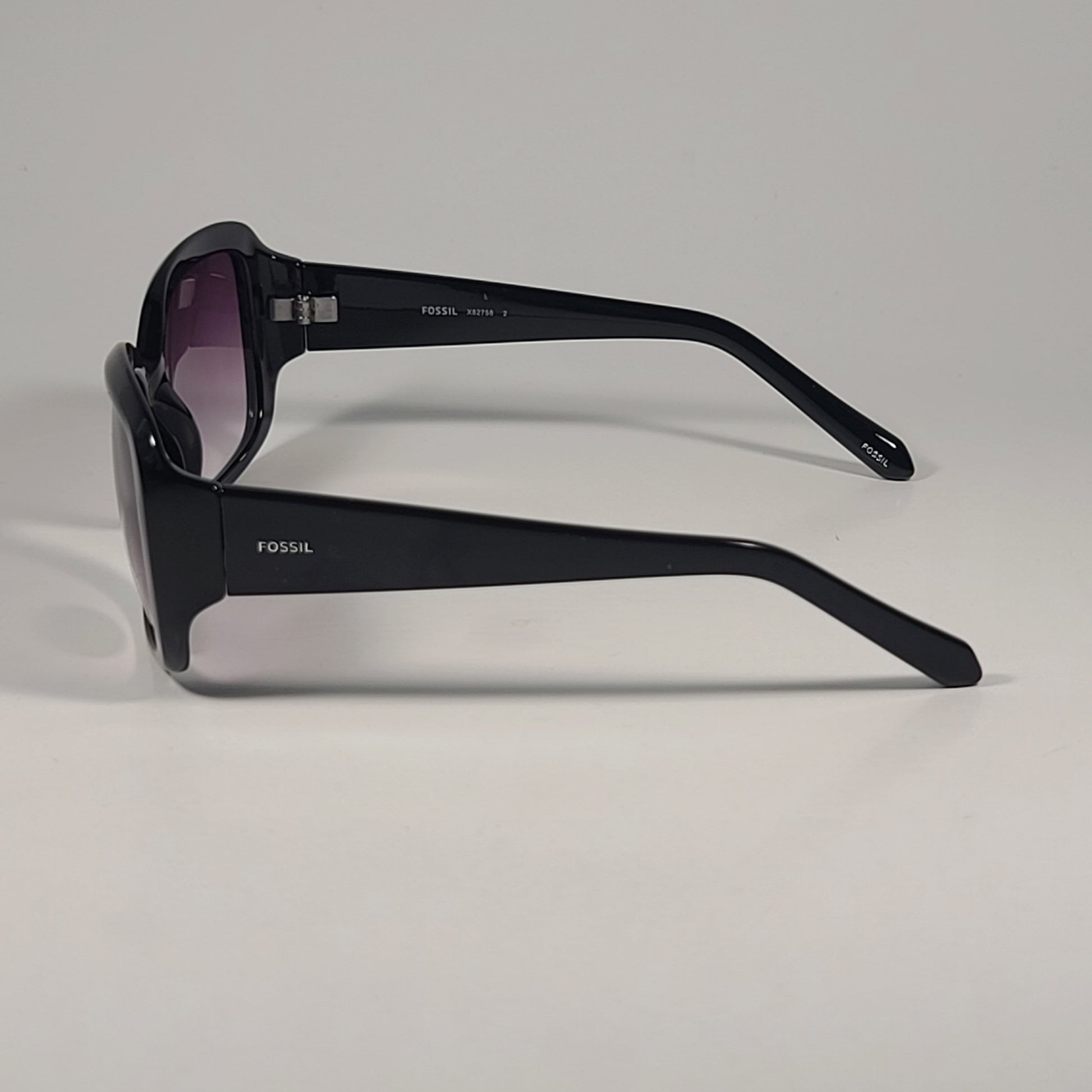 Fossil Oval FW241 Sunglasses Shiny Black Frame Smoke Gradient Lens 55mm - Sunglasses