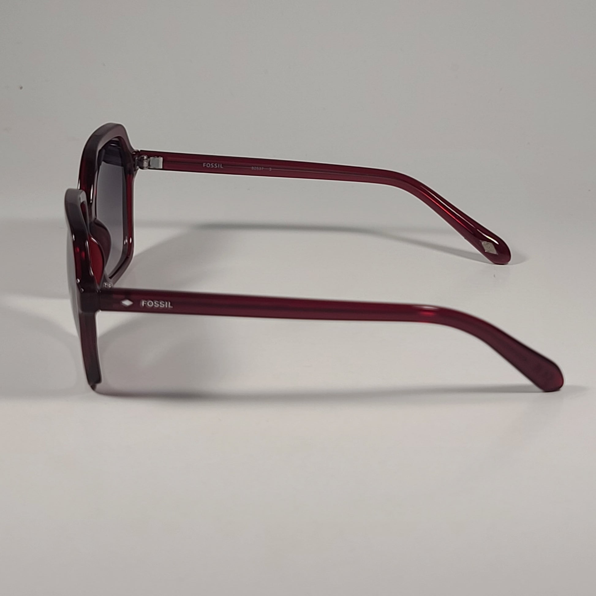 Fossil FW204 Geometric Hexagon Sunglasses Red Frame Smoke Gradient Lens 53mm - Sunglasses