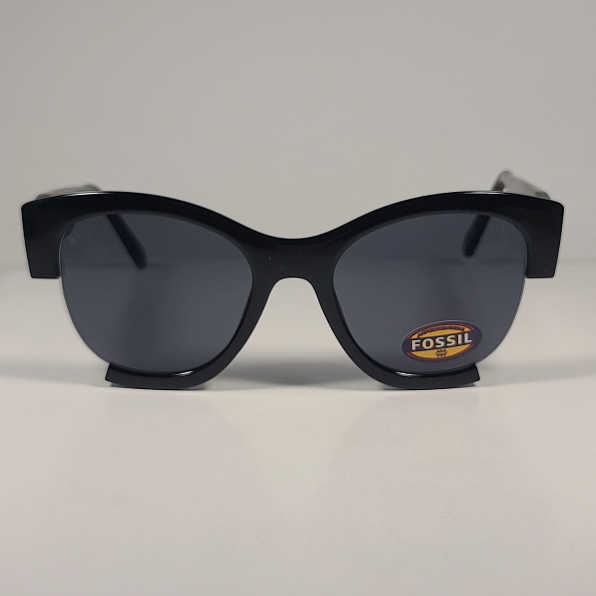 Fossil FW197 Cat Eye Oversize Sunglasses Black Frame Gray Tinted Lens 56mm - Sunglasses