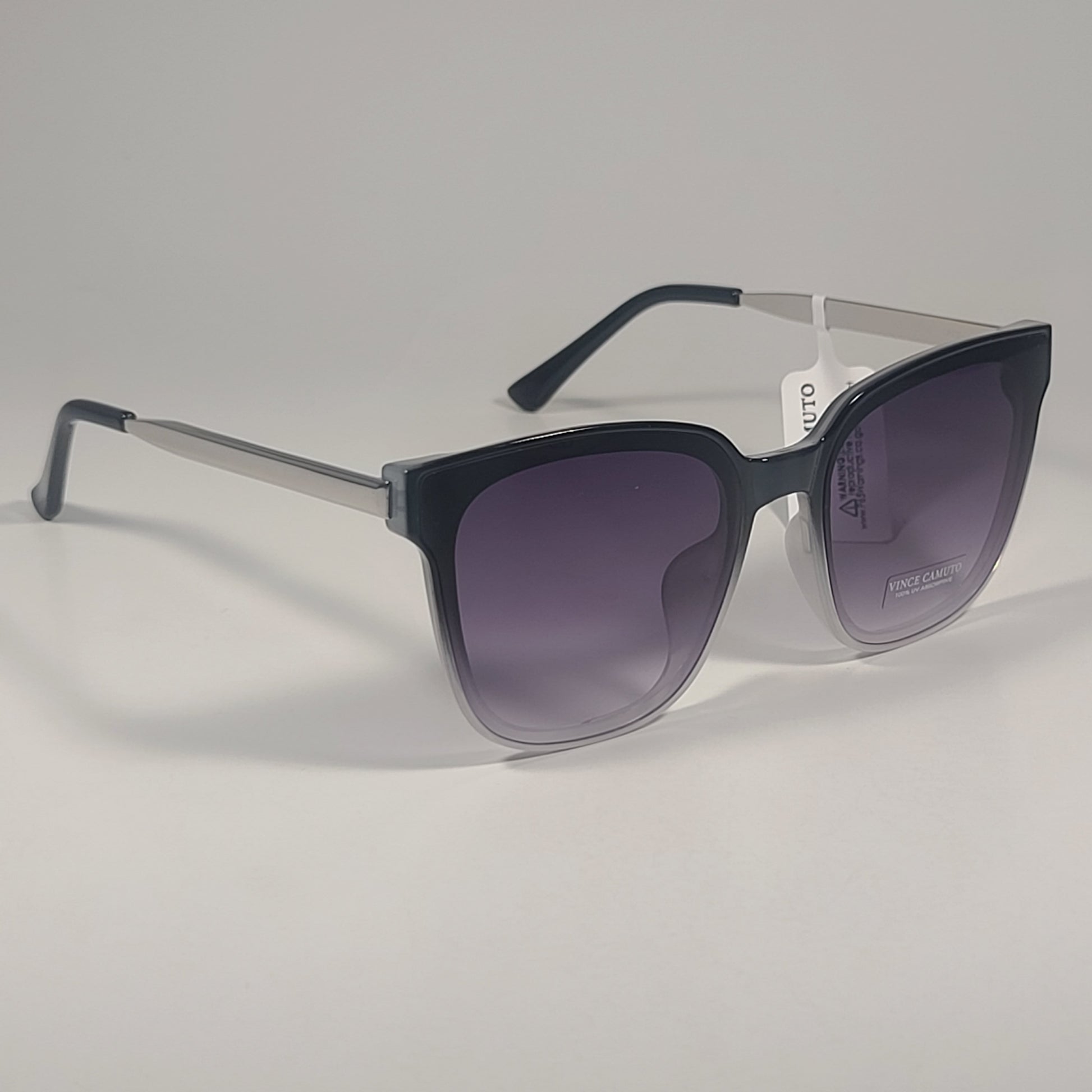 Vince Camuto VC1166 OXGY Oversize Square Sunglasses Black Silver Gray Gradient Sunglasses