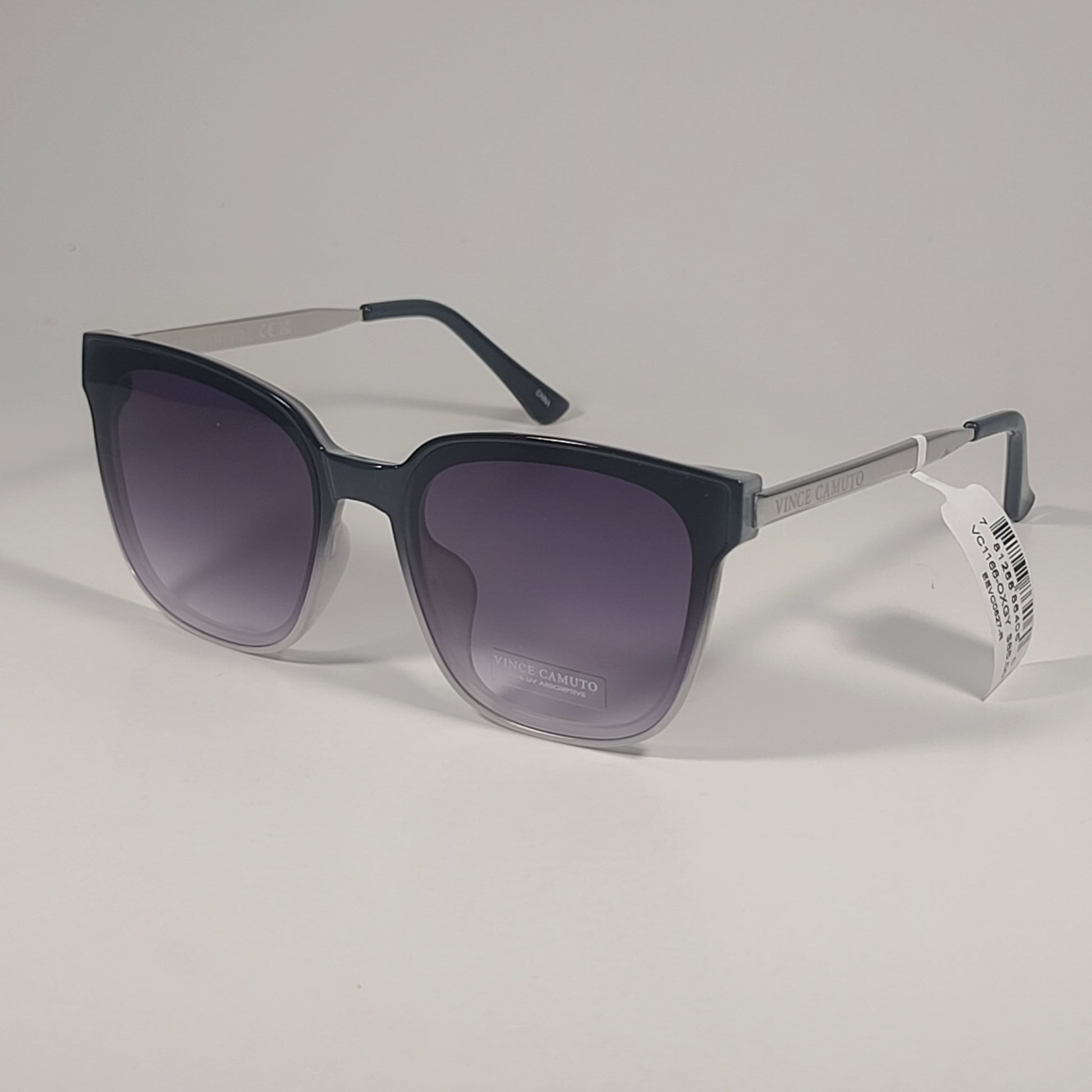 Vince Camuto VC1166 OXGY Oversize Square Sunglasses Black Silver Gray Gradient Sunglasses