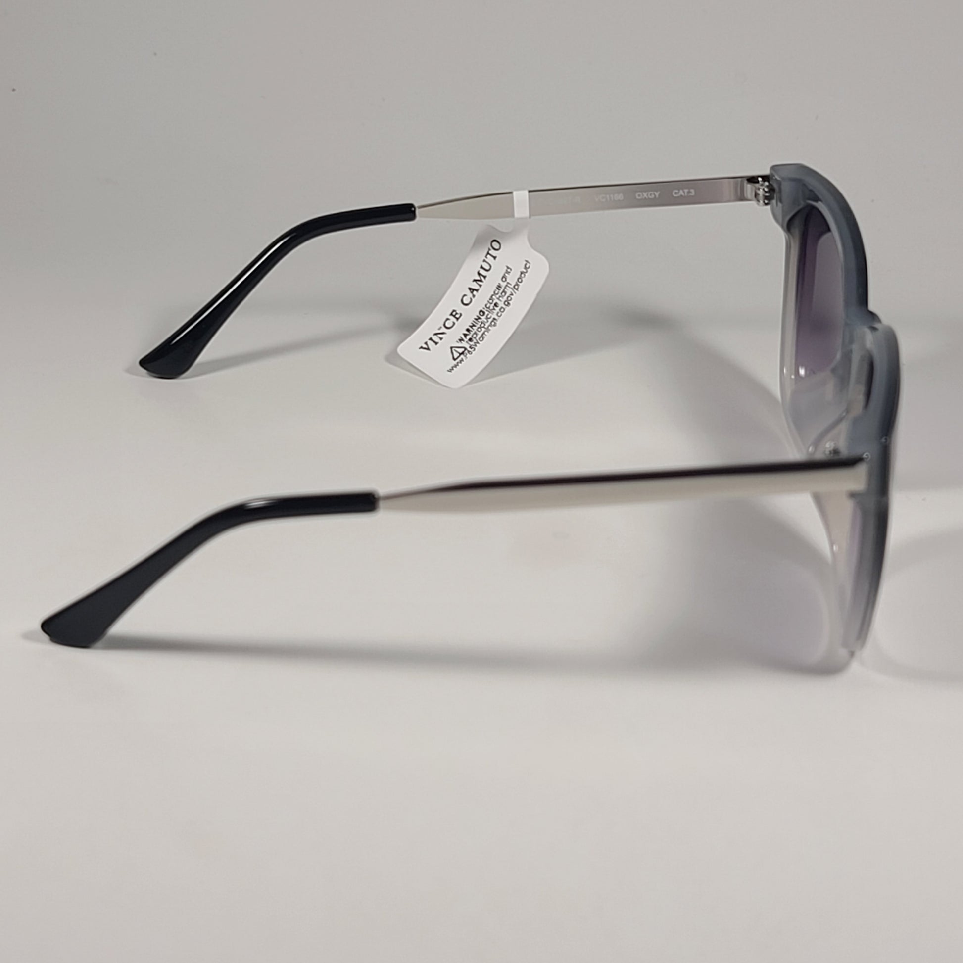 Vince Camuto VC1166 OXGY Oversize Square Sunglasses Black Silver Gray Gradient Sunglasses