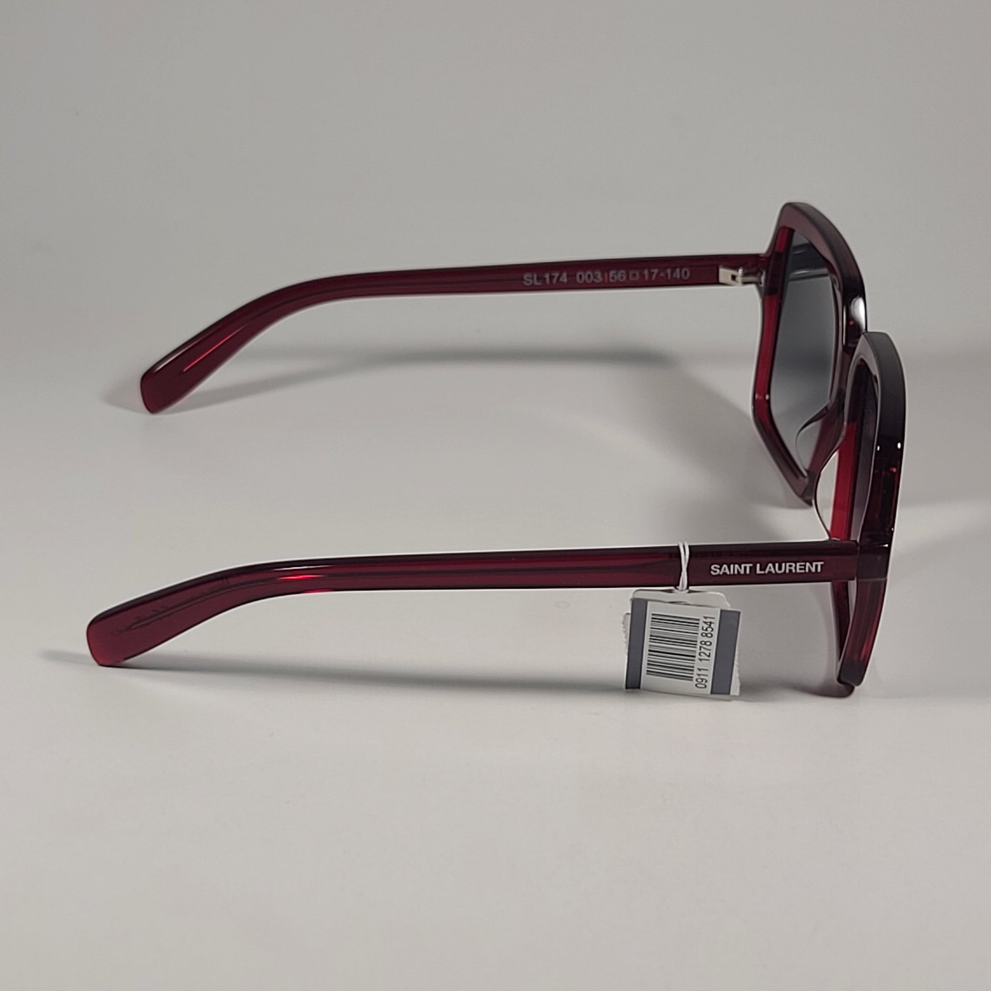 Saint Laurent SL174 003 Women’s Square Sunglasses Red Frame Gray Gradient Lens Sunglasses