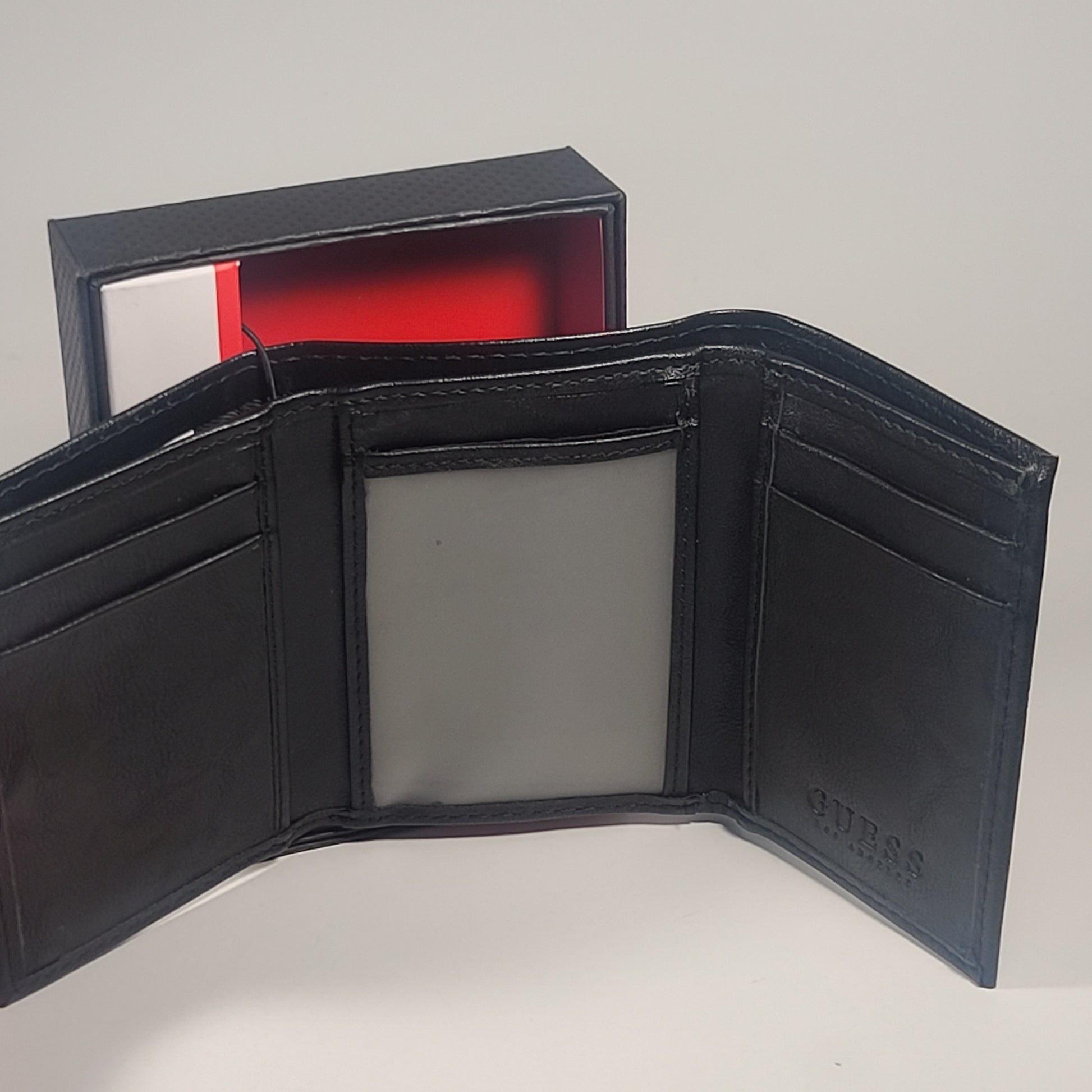 Guess Los Angeles Men’s Trifold G Logo Leather Wallet Black Passcase 31GO1100052 - Wallets