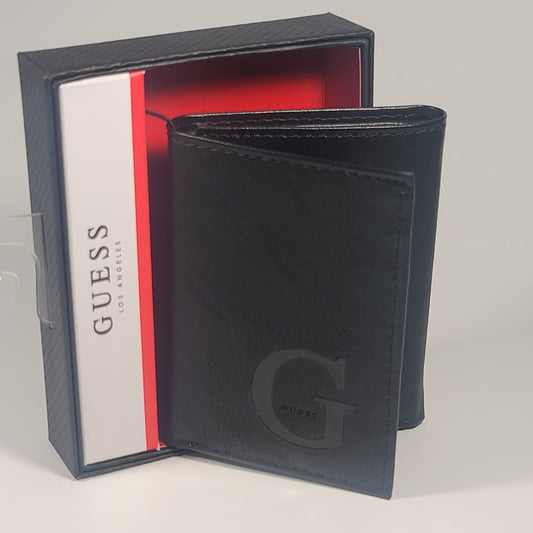 Guess Los Angeles Men’s Trifold G Logo Leather Wallet Black Passcase 31GO1100052 - Wallets