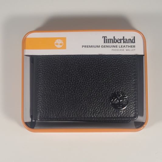Timberland Men’s Bifold Black Premium Genuine Leather Passcase Wallet NP0727/08RS - Wallets