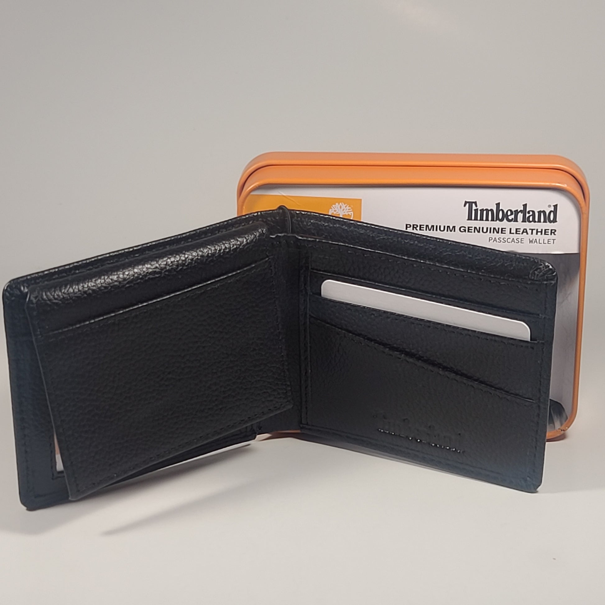 Timberland Men’s Bifold Black Premium Genuine Leather Passcase Wallet NP0727/08RS - Wallets