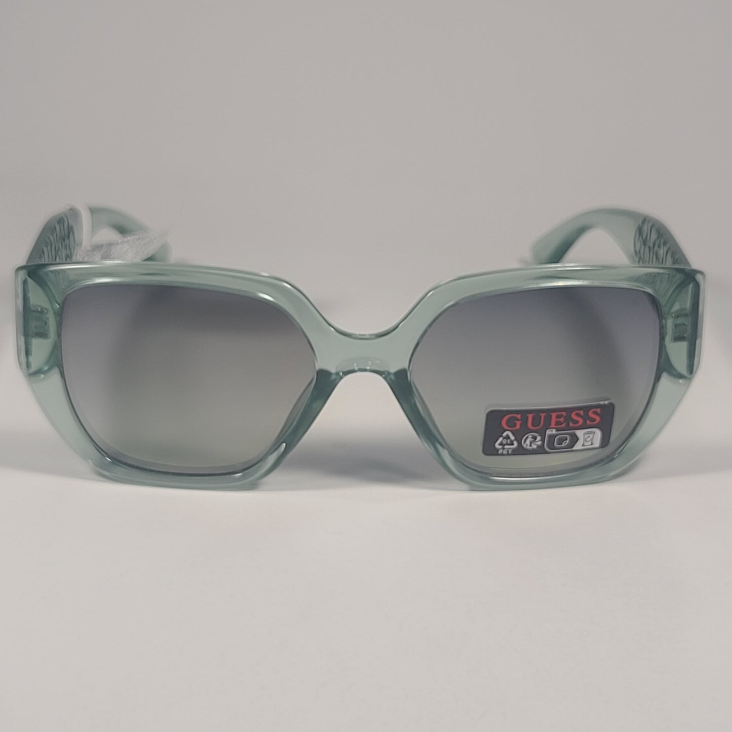 Guess GO00047 93X Cat Eye Sunglasses Clear Green Frame Gray Green Lenses 54mm - Sunglasses