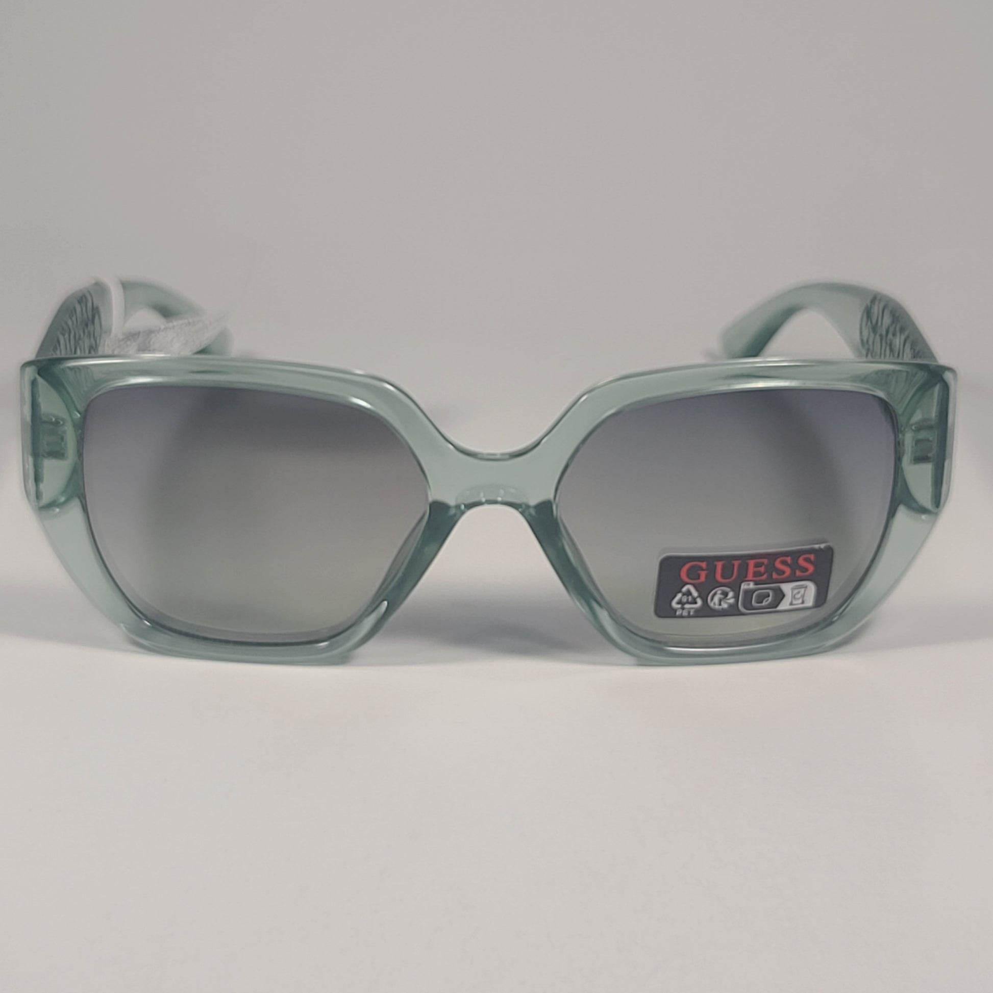 Guess GO00047 93X Cat Eye Sunglasses Clear Green Frame Gray Green Lenses 54mm - Sunglasses