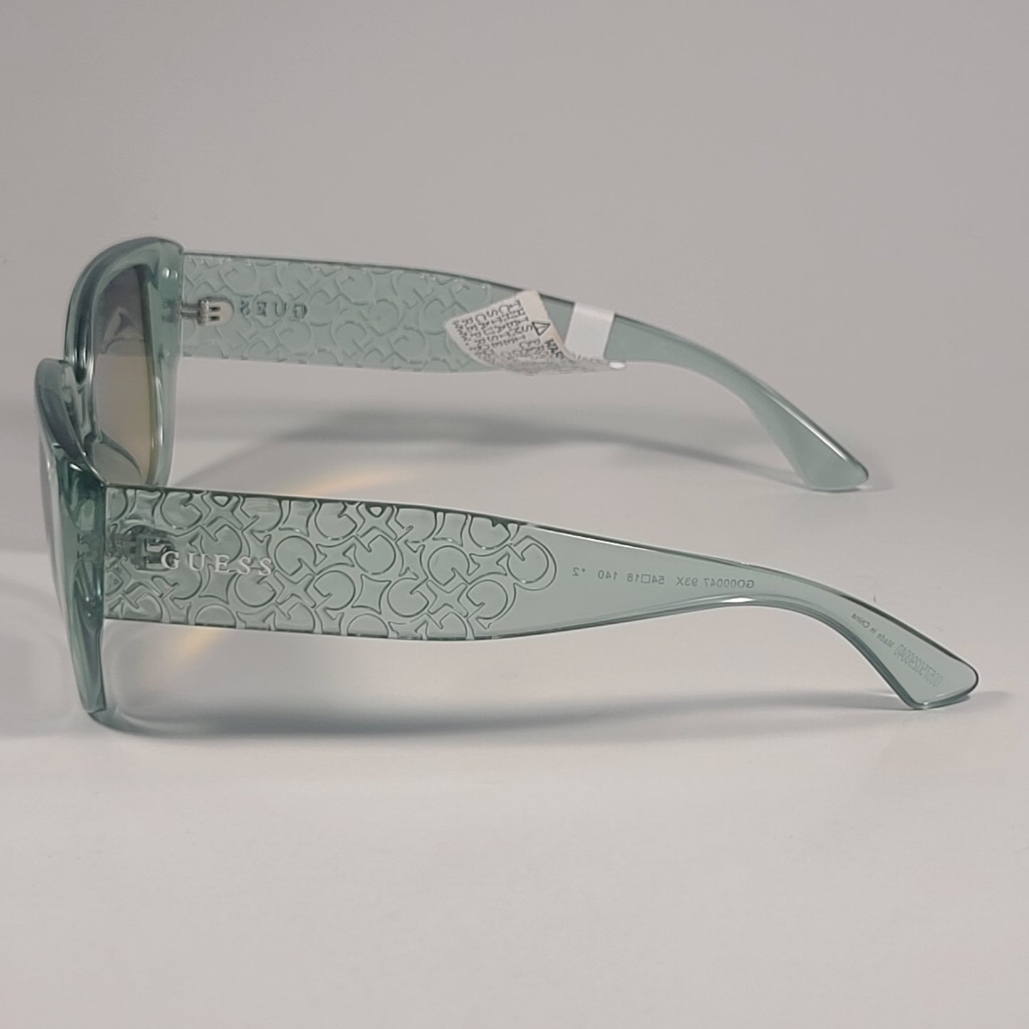 Guess GO00047 93X Cat Eye Sunglasses Clear Green Frame Gray Green Lenses 54mm - Sunglasses