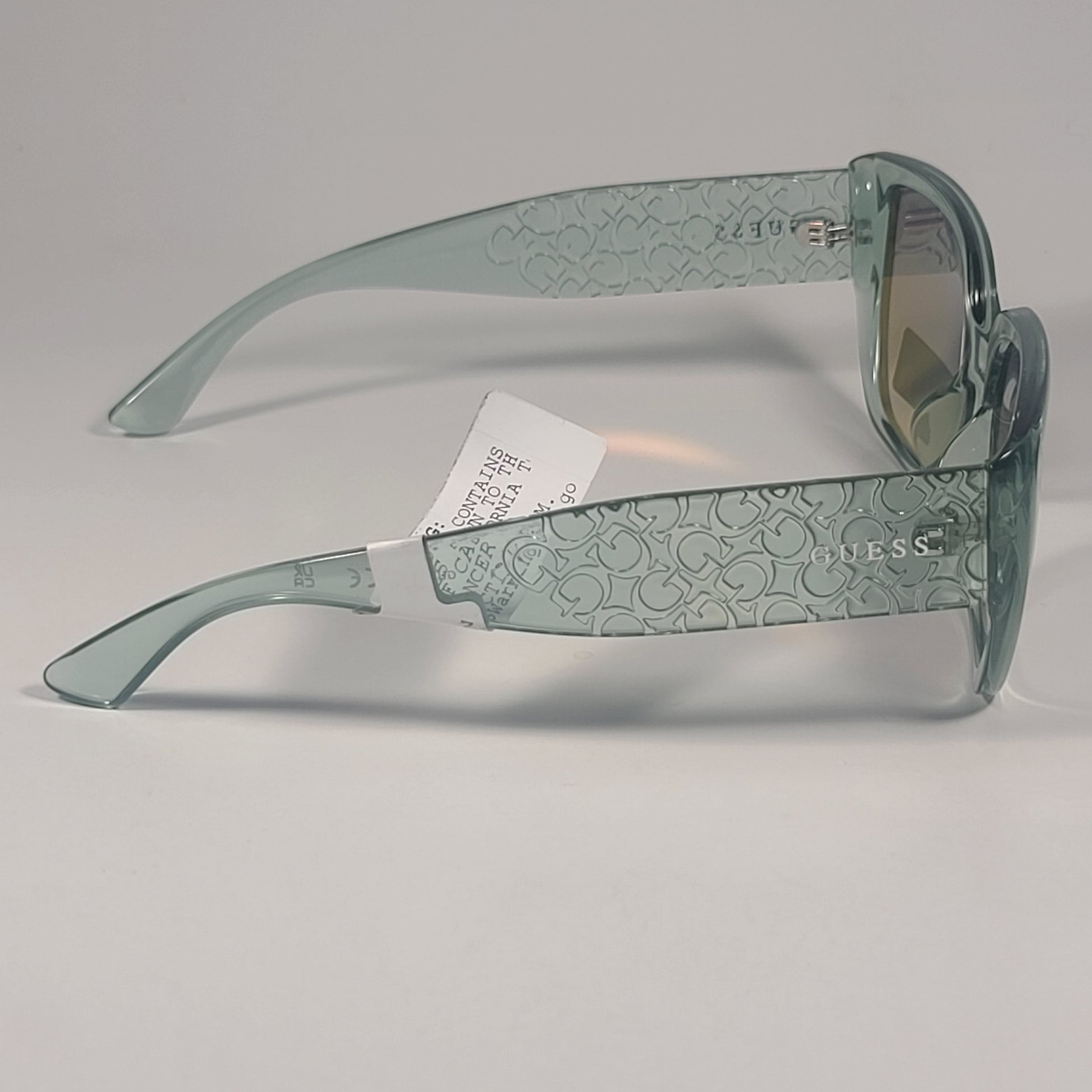 Guess GO00047 93X Cat Eye Sunglasses Clear Green Frame Gray Green Lenses 54mm - Sunglasses