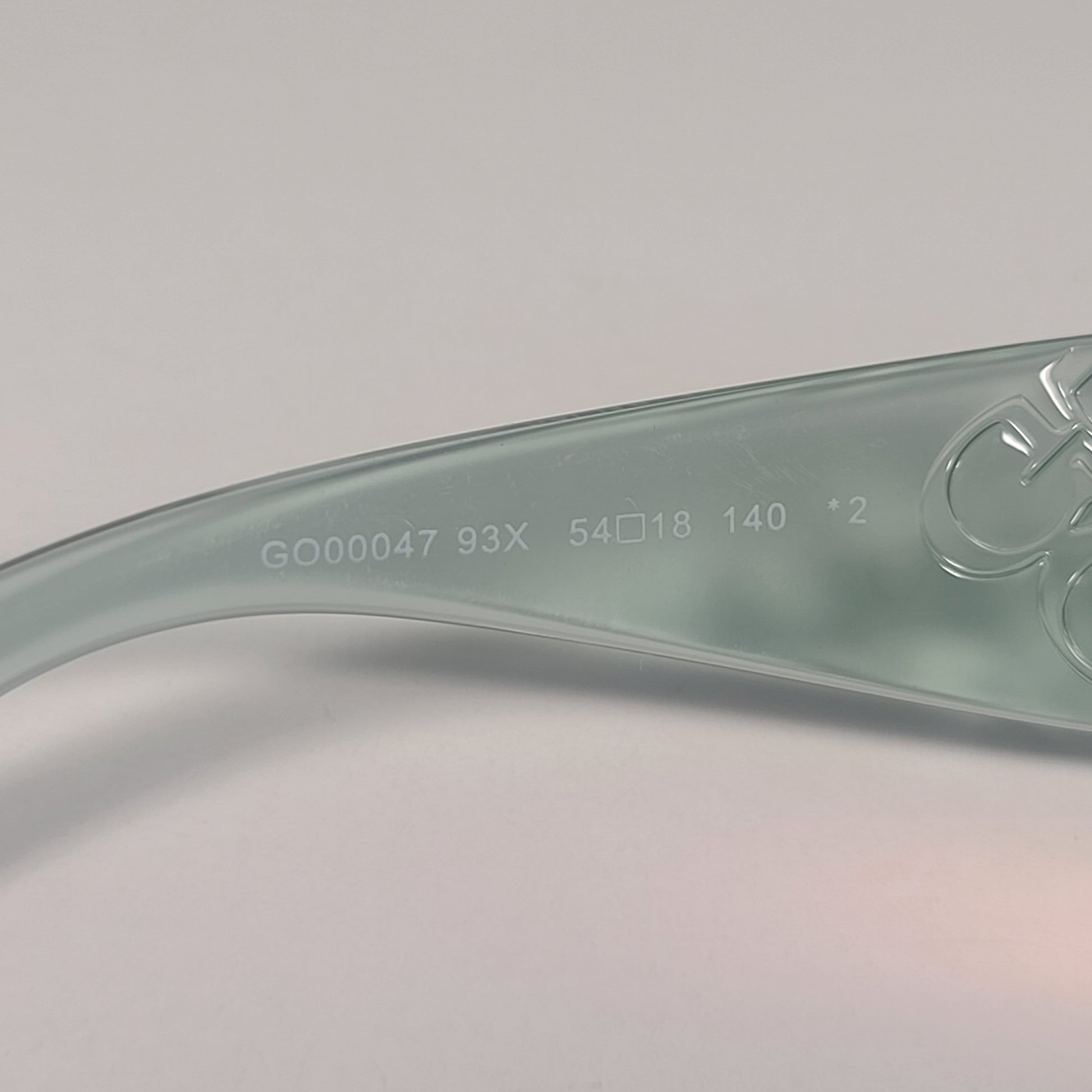 Guess GO00047 93X Cat Eye Sunglasses Clear Green Frame Gray Green Lenses 54mm - Sunglasses