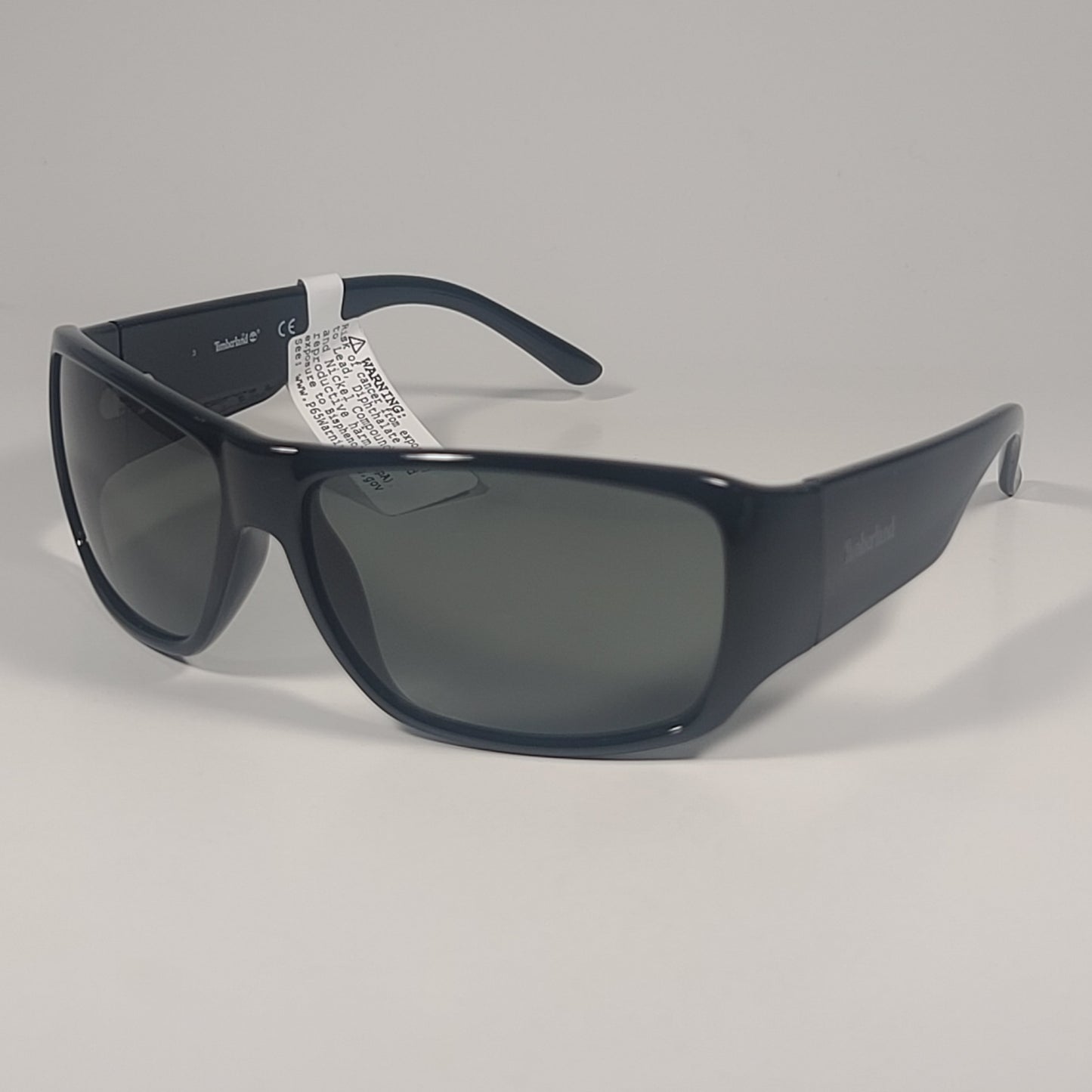 Timberland TB7292 01N Sport Wrap Sunglasses Shiny Black Frame Green Lens 62mm - Sunglasses