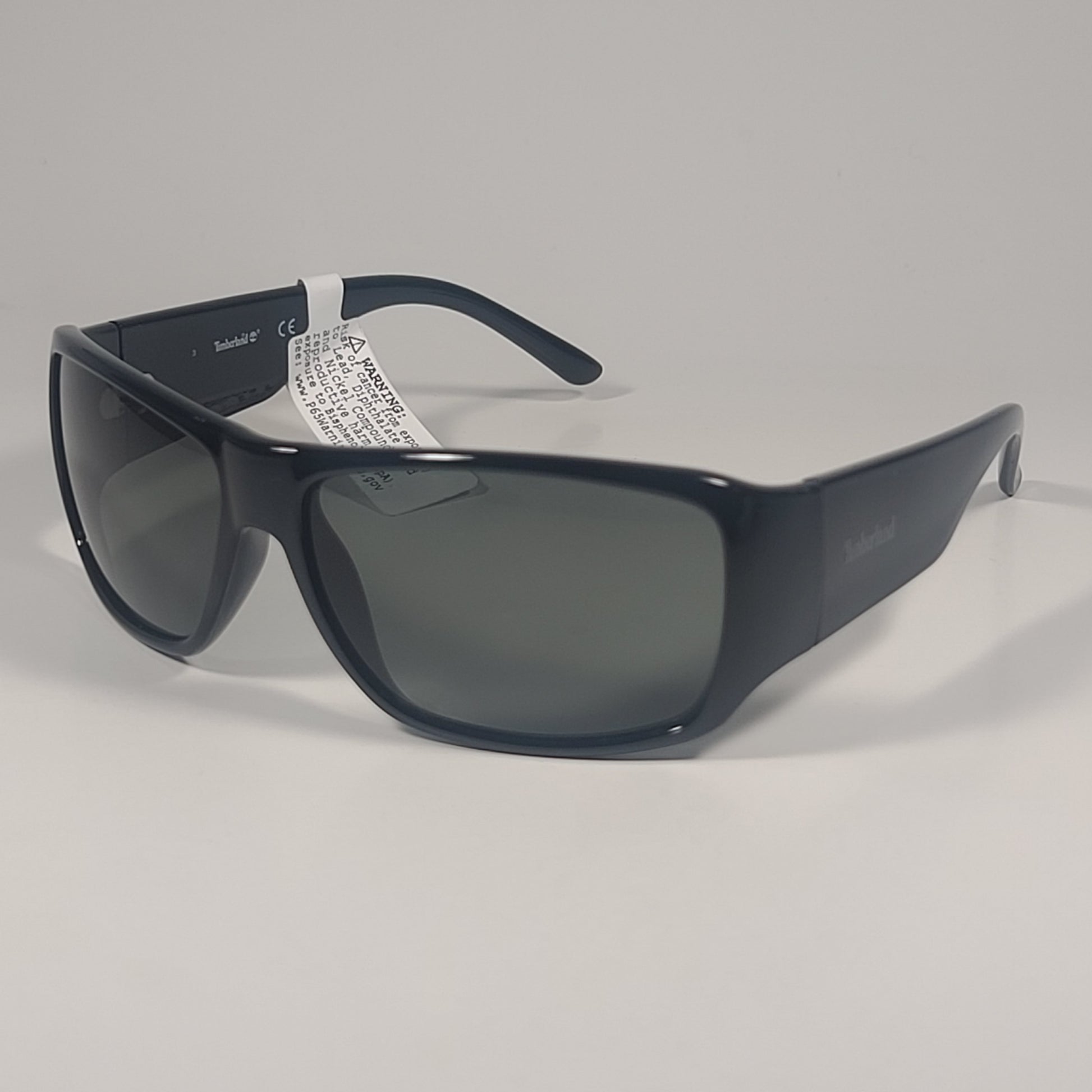 Timberland TB7292 01N Sport Wrap Sunglasses Shiny Black Frame Green Lens 62mm - Sunglasses