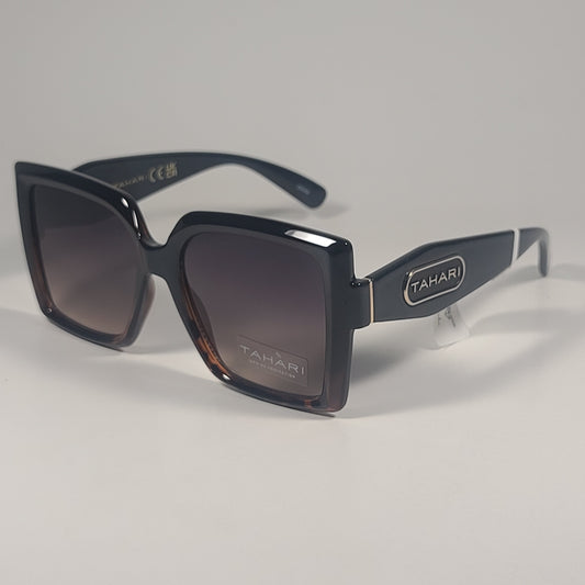 Tahari TH916 OXTS Oversize Butterfly Sunglasses Black Brown Tortoise Gradient - Sunglasses