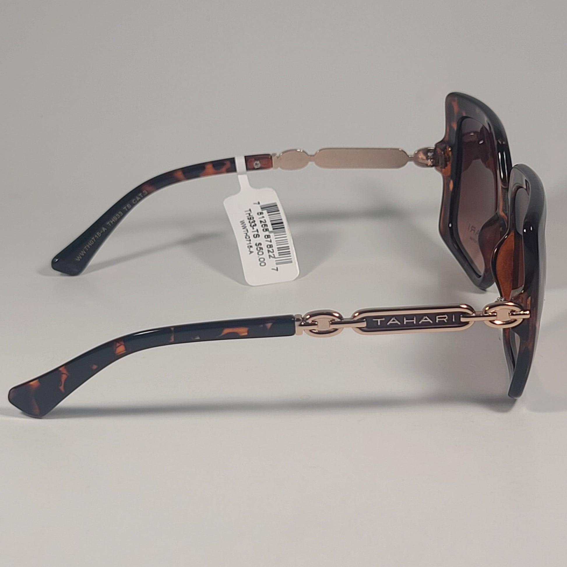 Tahari TH933 TS Oversize Butterfly Sunglasses Gold Brown Tortoise Gradient Lens - Sunglasses