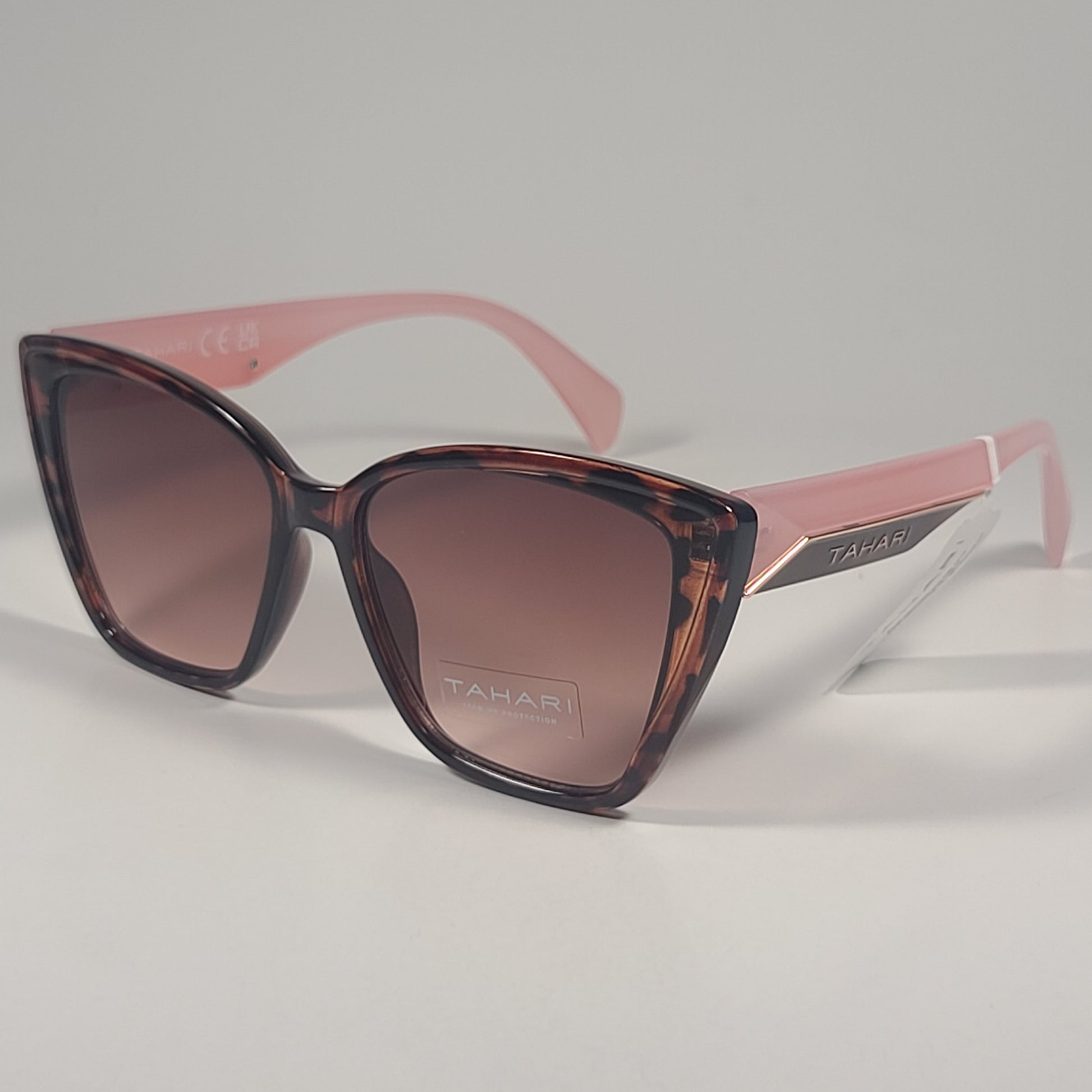Tahari Cat Eye Sunglasses Two Tone Pink And Tortoise Brown Gradient TH934 TSPK - Sunglasses