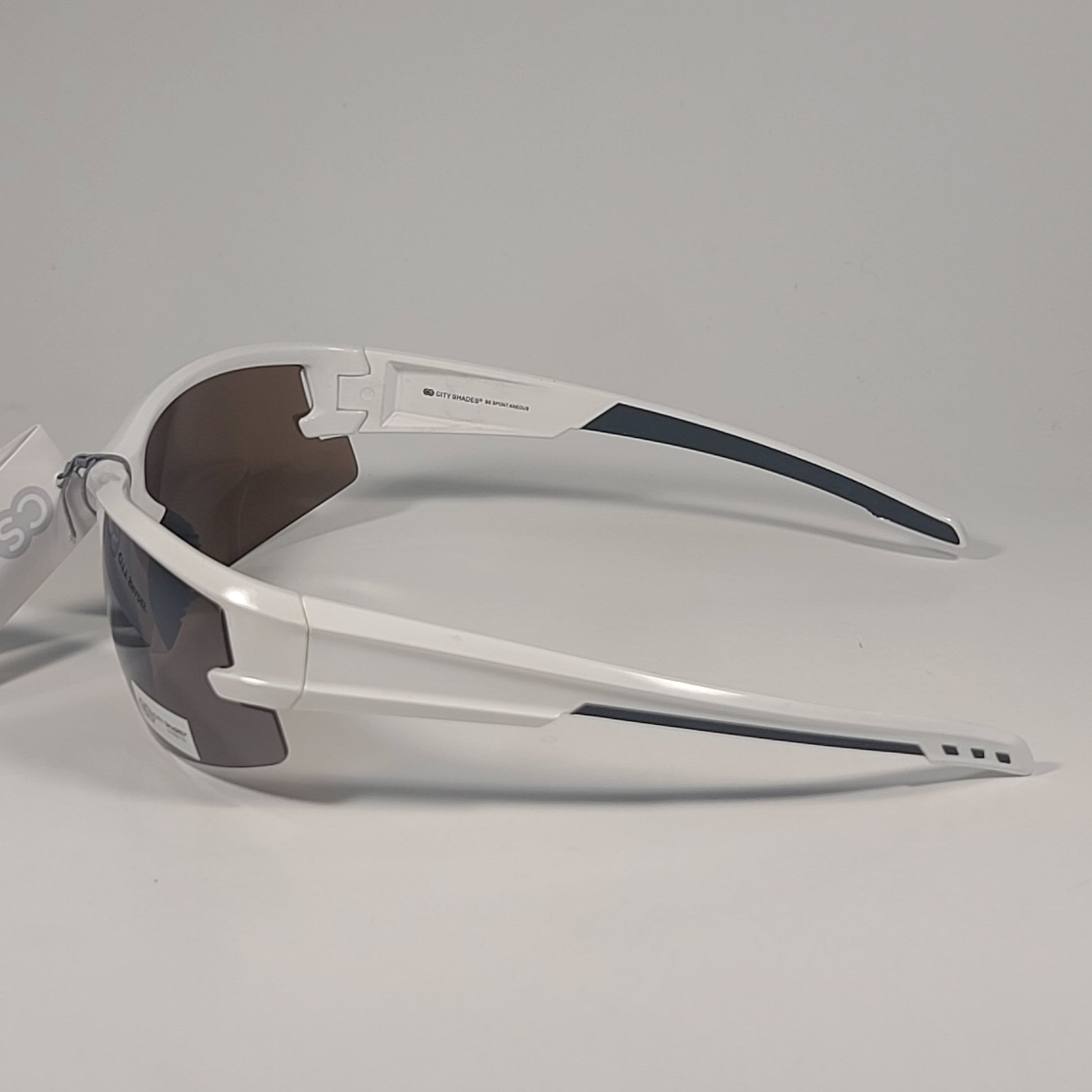 City Shades 6328 Sport Wrap Sunglasses White Frame Brown Tinted Lens - Sunglasses
