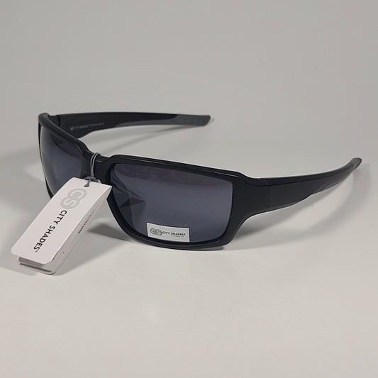 City Shades 6258 Sport Wrap Sunglasses Matte Black And Gray Frame Gray Tinted Lens - Sunglasses