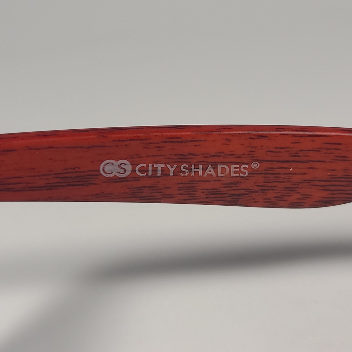 City Shades 6732-78 Square Sunglasses Matte Black Red Wood Frame Gray Tinted - Sunglasses