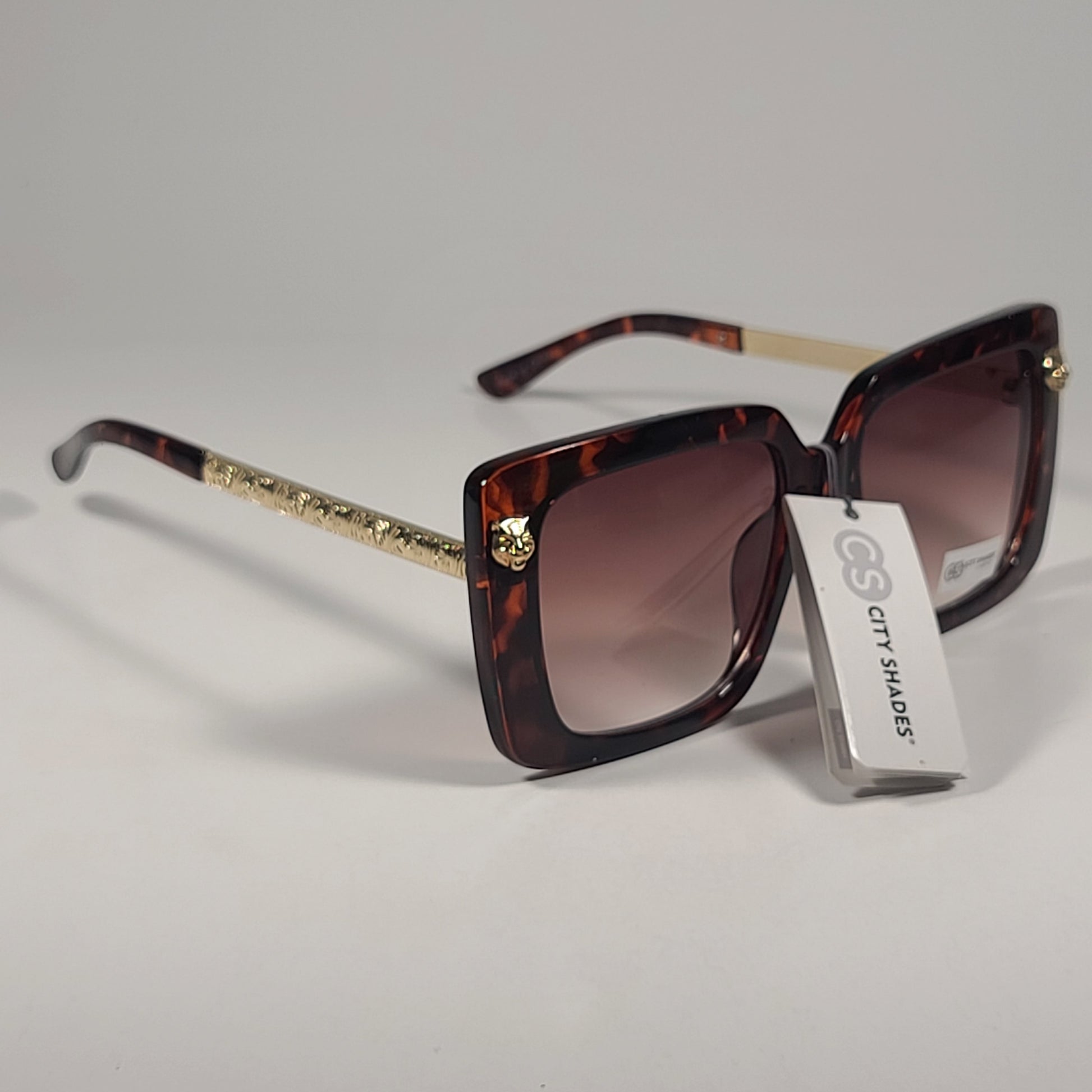 City Shades 6459 Butterfly Sunglasses Tortoise Gold Frame Brown Gradient Lens - Sunglasses
