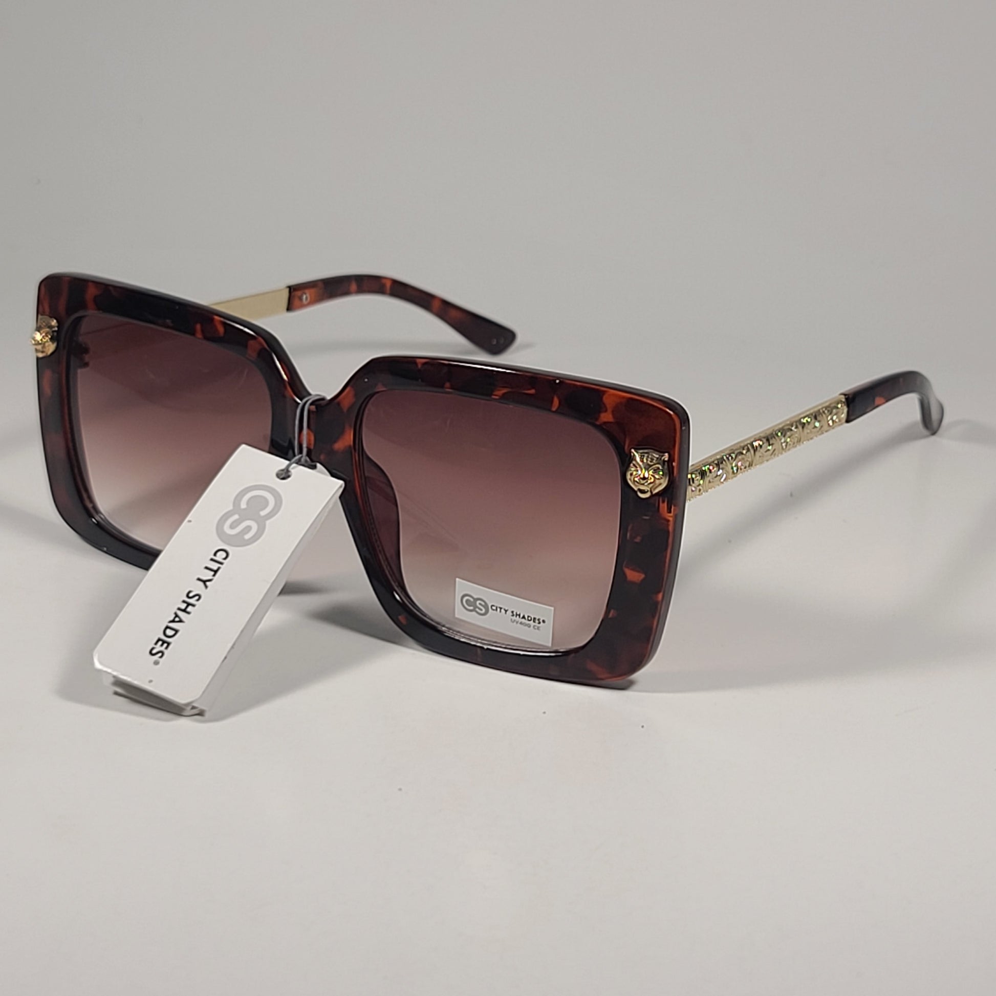 City Shades 6459 Butterfly Sunglasses Tortoise Gold Frame Brown Gradient Lens - Sunglasses