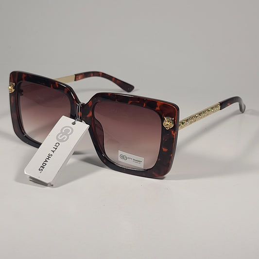 City Shades 6459 Butterfly Sunglasses Tortoise Gold Frame Brown Gradient Lens - Sunglasses