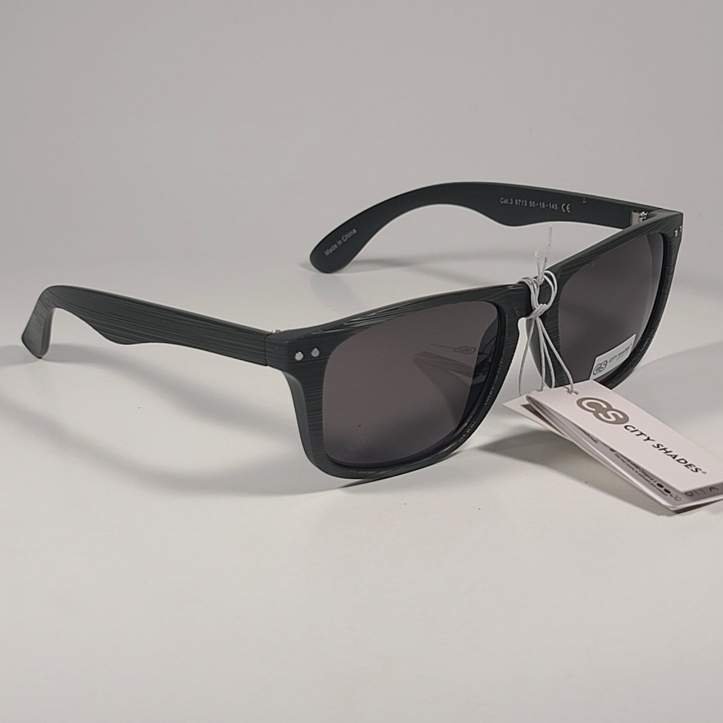 City Shades 6713 Square Sunglasses Green Frame Gray Tinted Lens 55mm - Sunglasses