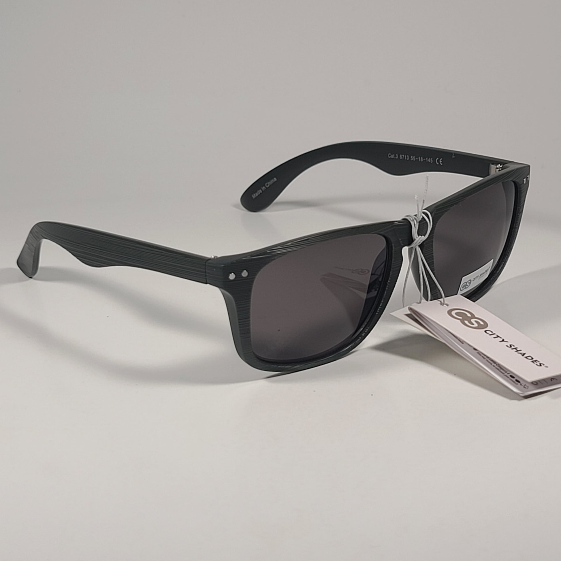 City Shades 6713 Square Sunglasses Green Frame Gray Tinted Lens 55mm - Sunglasses