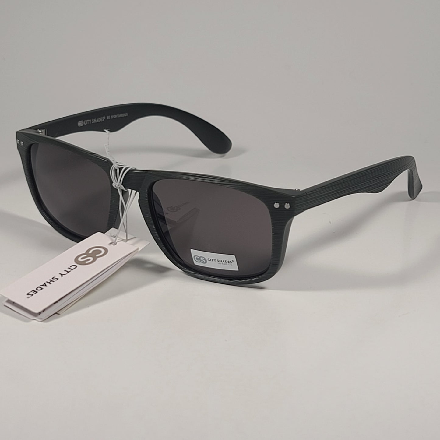 City Shades 6713 Square Sunglasses Green Frame Gray Tinted Lens 55mm - Sunglasses