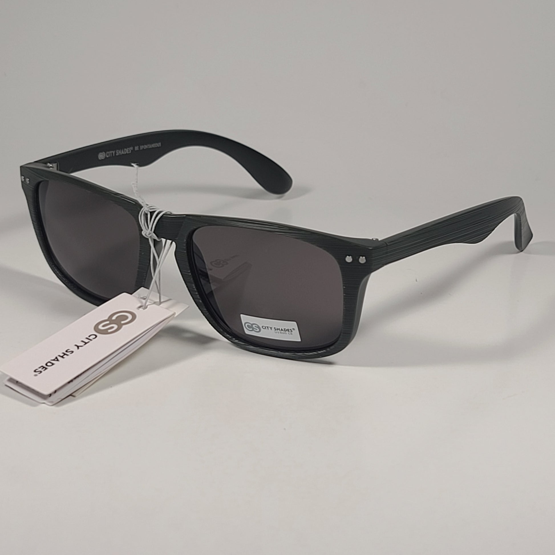 City Shades 6713 Square Sunglasses Green Frame Gray Tinted Lens 55mm - Sunglasses