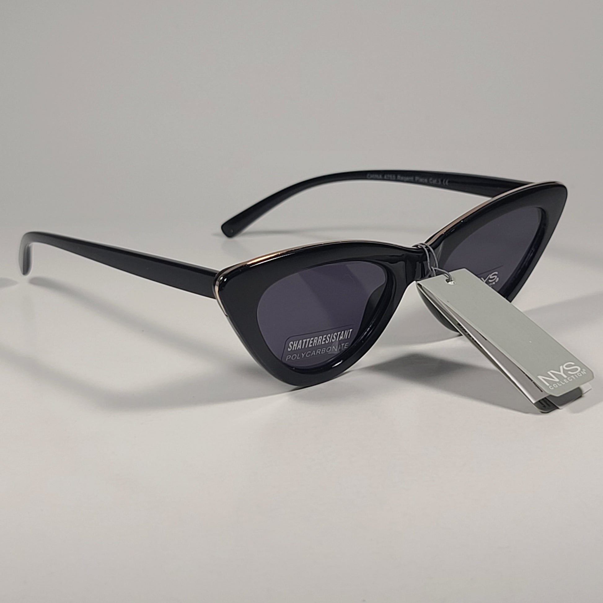 NYS 4753 Regent Place Cat Eye Sunglasses Black Frame / Gray Tinted Lens - Sunglasses