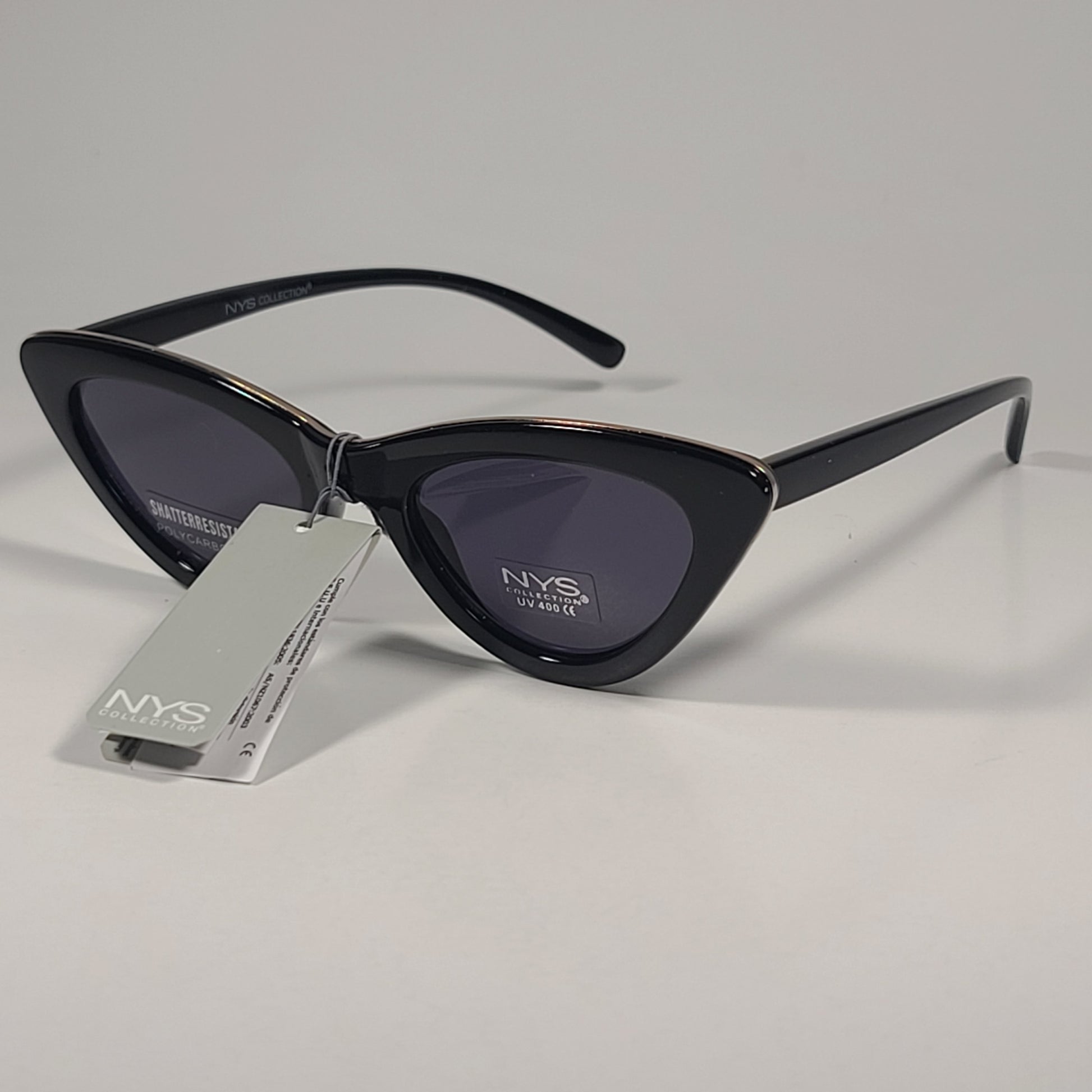 NYS 4753 Regent Place Cat Eye Sunglasses Black Frame / Gray Tinted Lens - Sunglasses