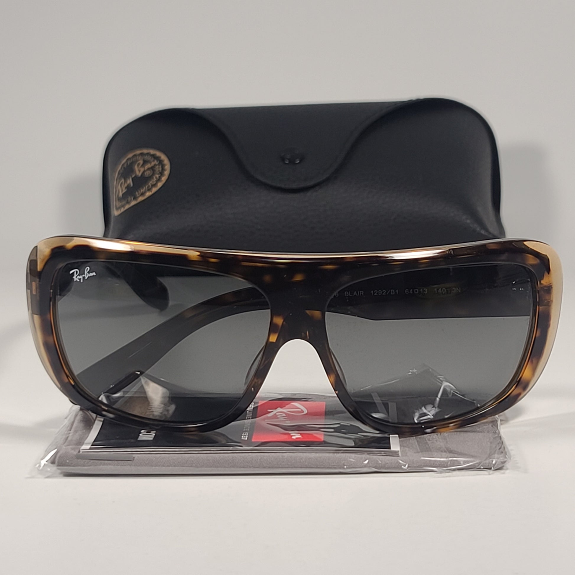Ray-Ban RB2196 1292/B1 Blair Sunglasses Havana On Transparent Brow Dark Gray Lens - Sunglasses