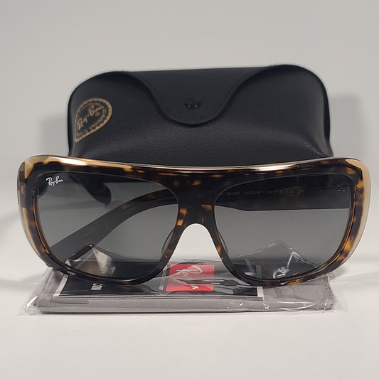 Ray-Ban RB2196 1292/B1 Blair Sunglasses Havana On Transparent Brow Dark Gray Lens - Sunglasses