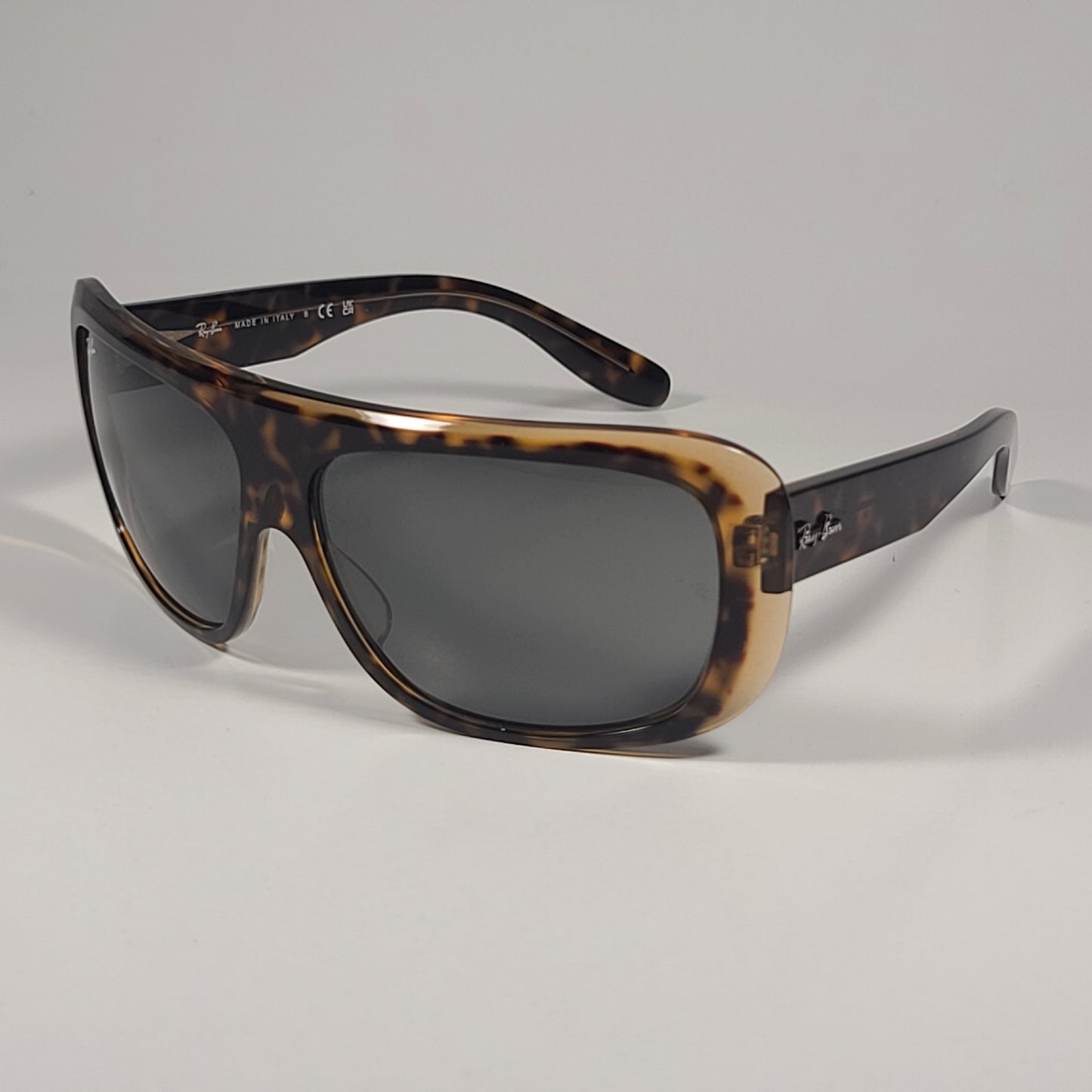 Ray-Ban RB2196 1292/B1 Blair Sunglasses Havana On Transparent Brow Dark Gray Lens - Sunglasses