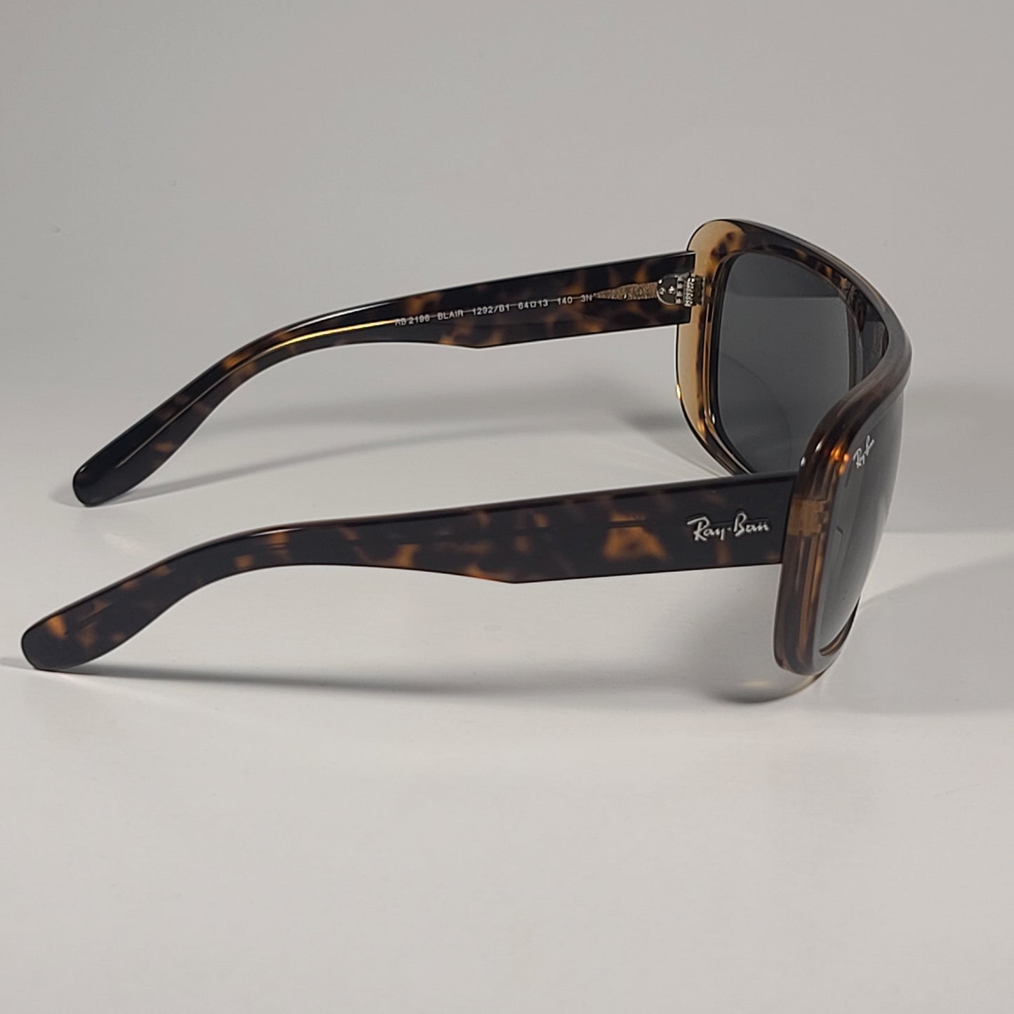 Ray-Ban RB2196 1292/B1 Blair Sunglasses Havana On Transparent Brow Dark Gray Lens - Sunglasses