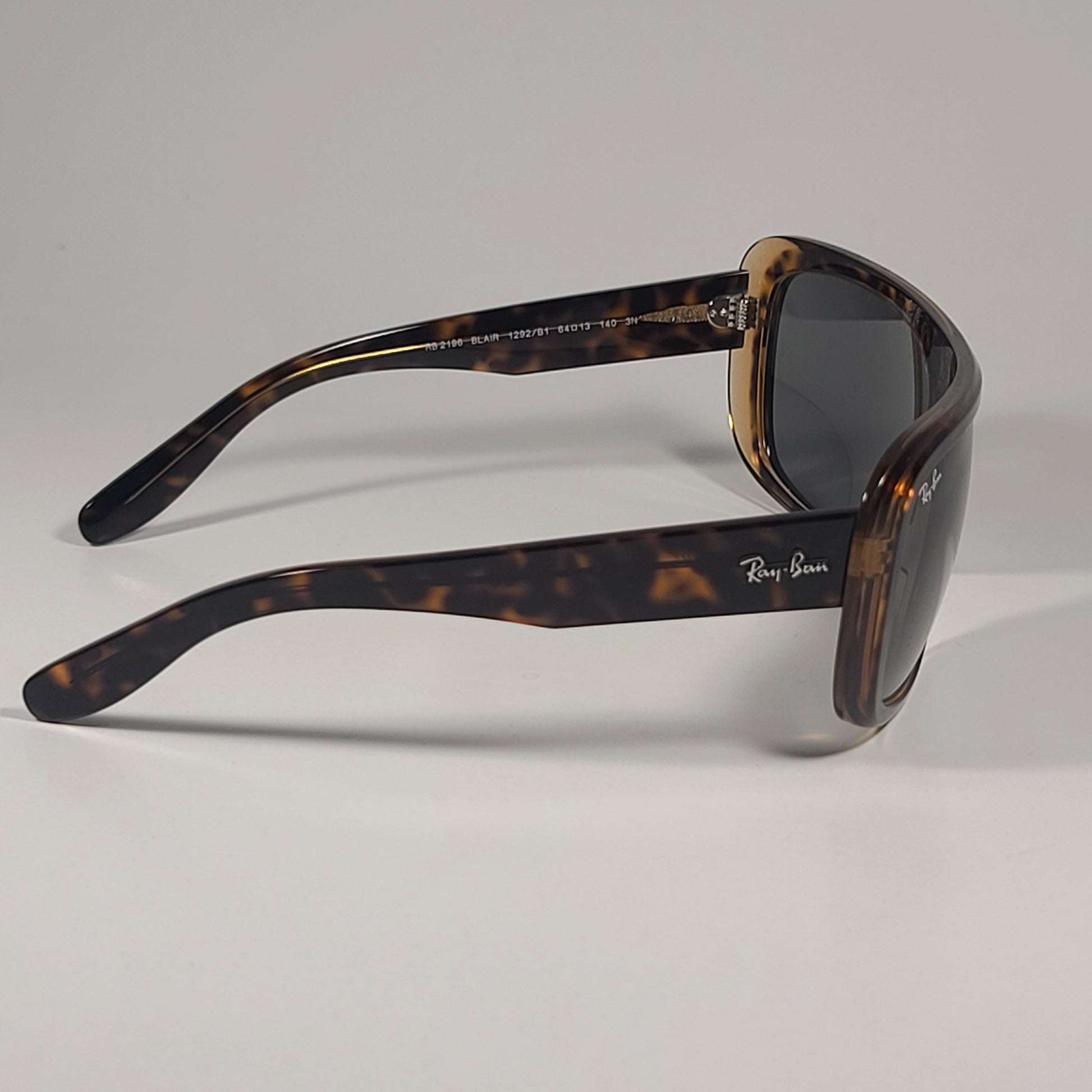 Ray-Ban RB2196 1292/B1 Blair Sunglasses Havana On Transparent Brow Dark Gray Lens - Sunglasses