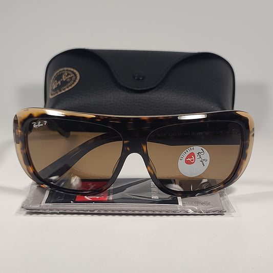 Ray-Ban RB2196 1292/57 Blair Polarized Sunglasses Havana On Transparent Brow / Brown Lens - Sunglasses