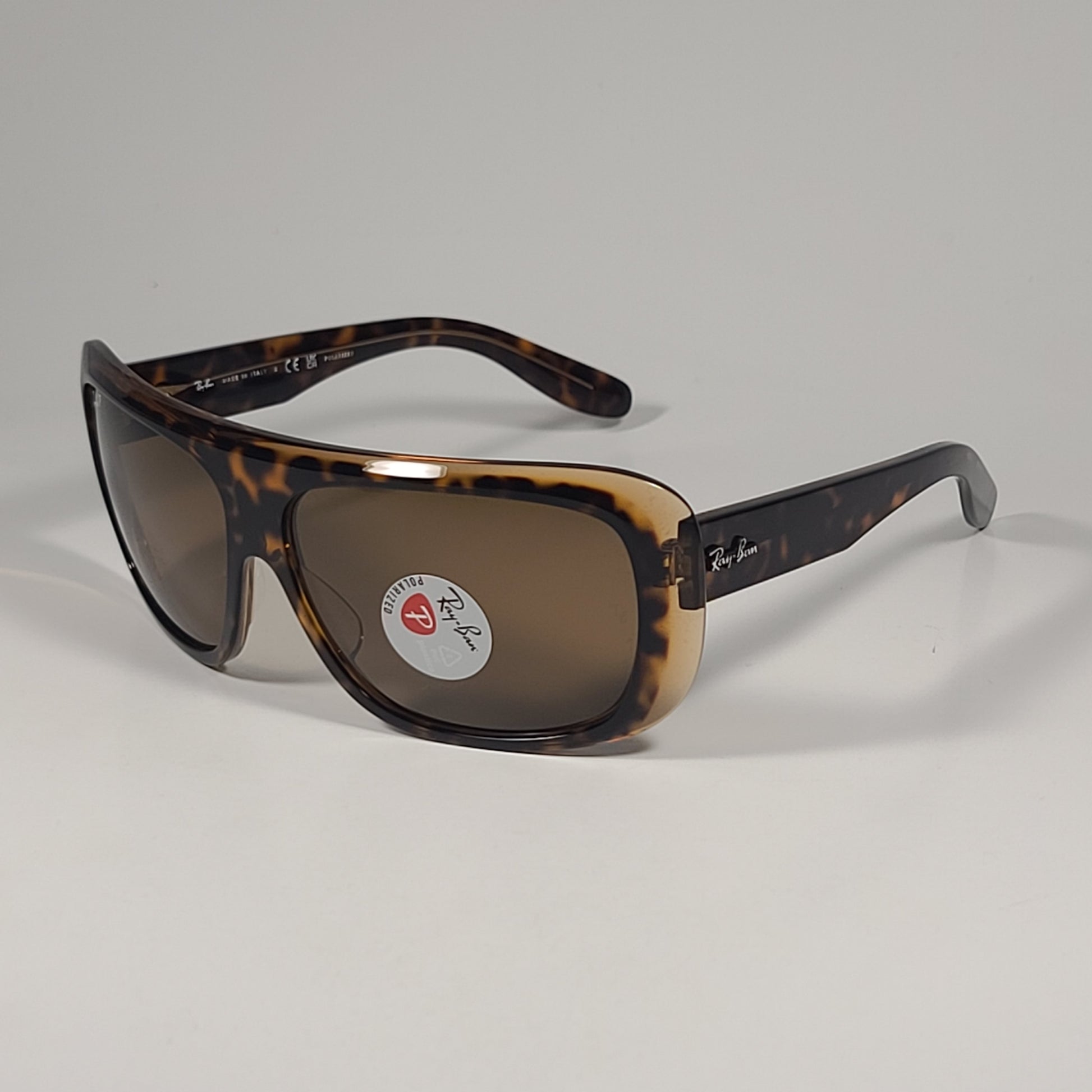 Ray-Ban RB2196 1292/57 Blair Polarized Sunglasses Havana On Transparent Brow / Brown Lens - Sunglasses