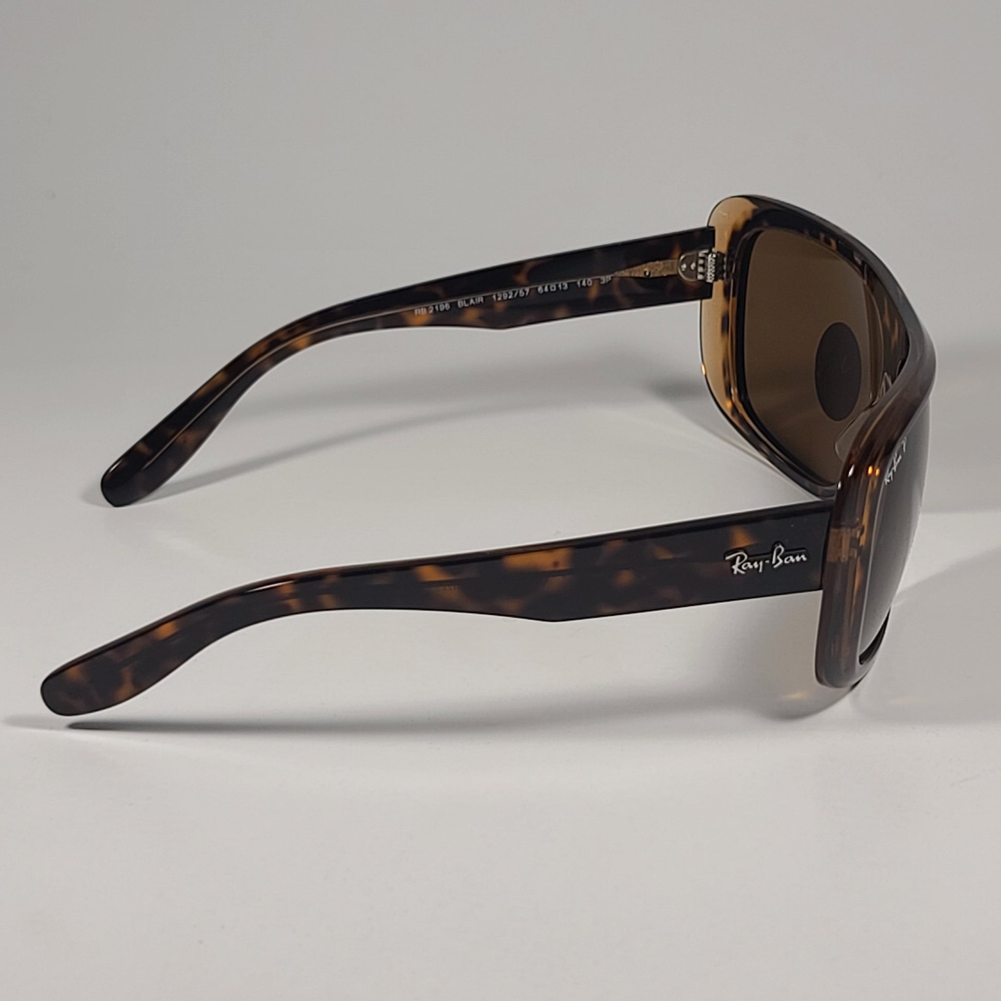 Ray-Ban RB2196 1292/57 Blair Polarized Sunglasses Havana On Transparent Brow / Brown Lens - Sunglasses