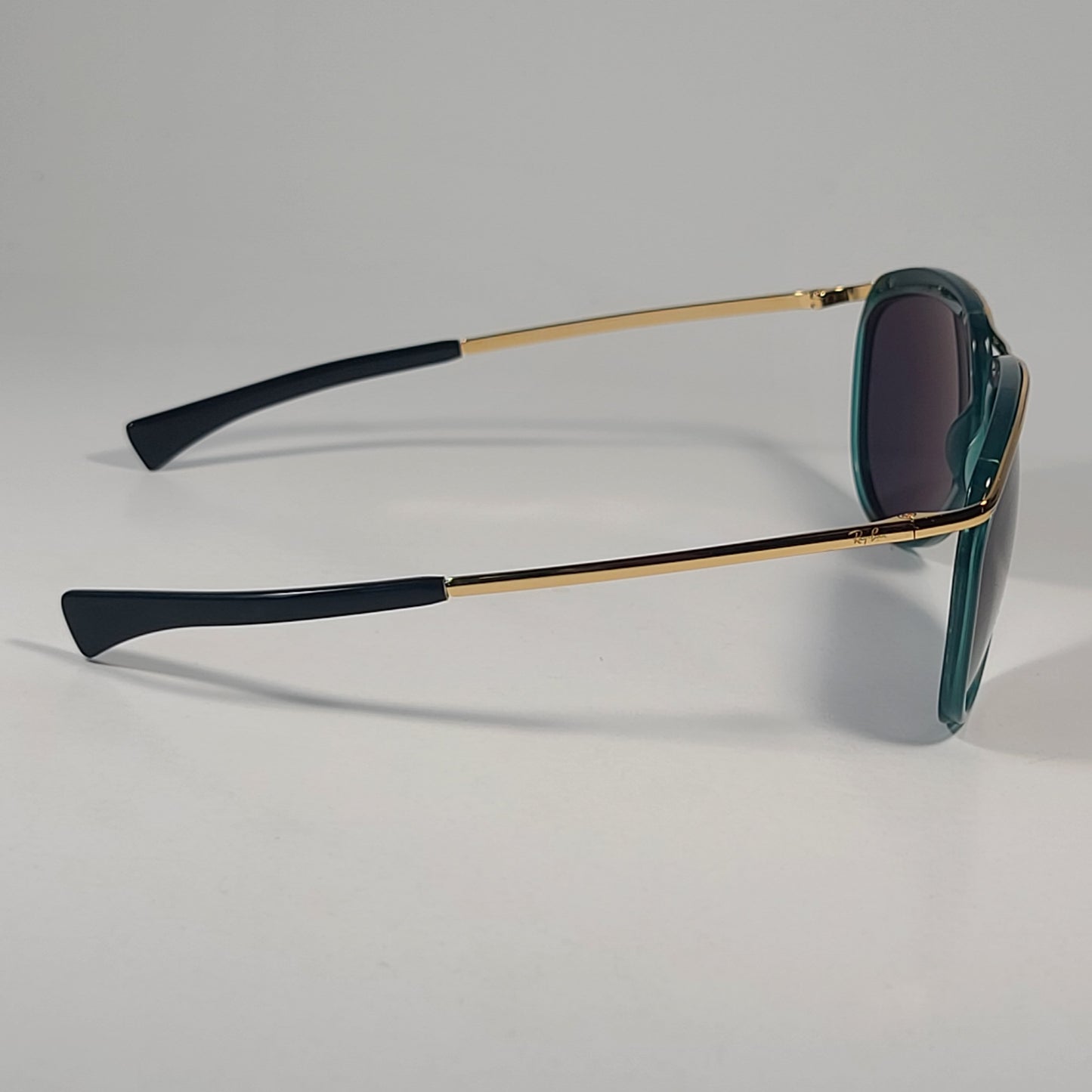 Ray-Ban RB2219 1371/R5 Olympian Aviator Sunglasses Transparent Green Gold Blue Lens - Sunglasses