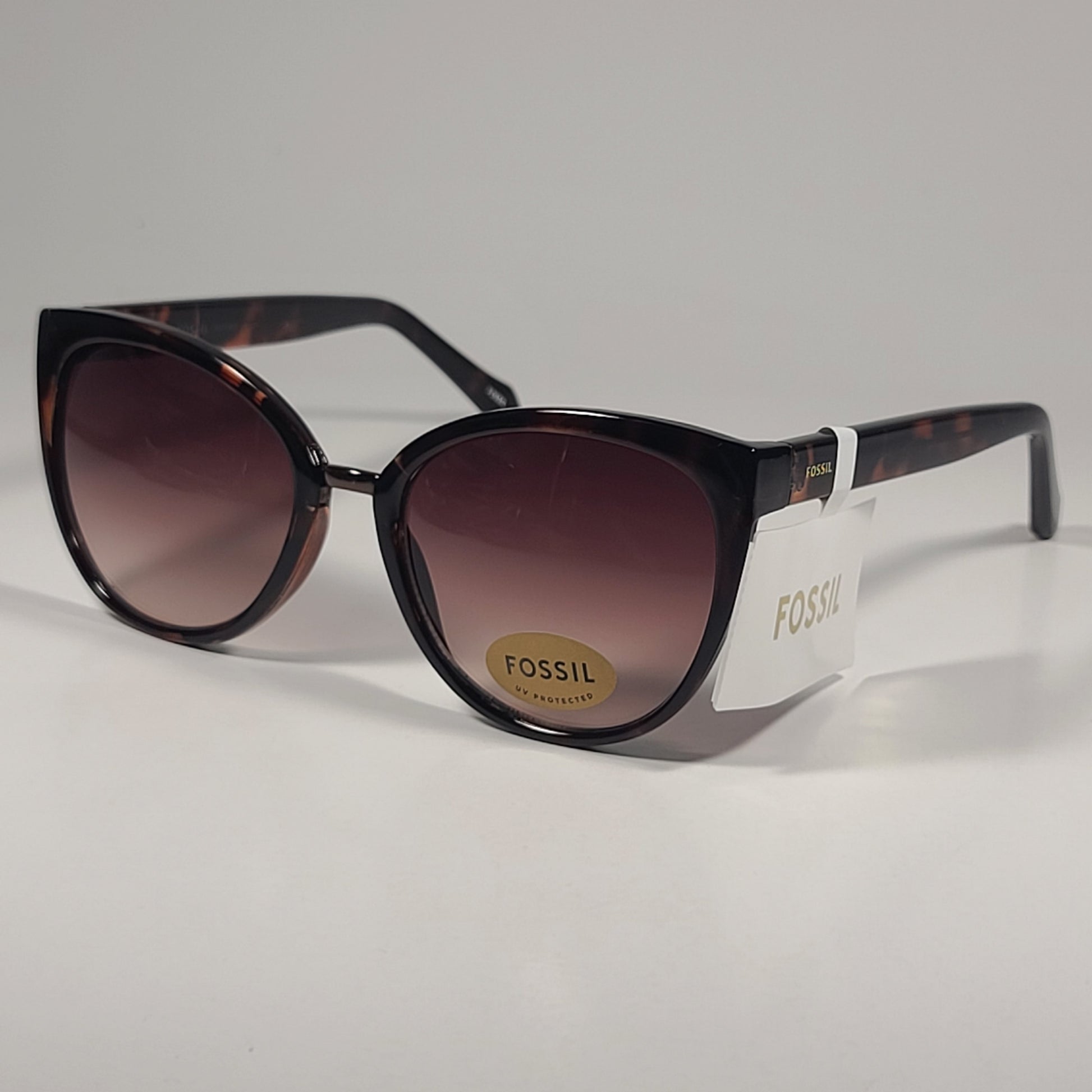 Fossil Cat Eye FW181 Sunglasses Brown Tortoise Frame Brown Gradient Lens 56mm - Sunglasses
