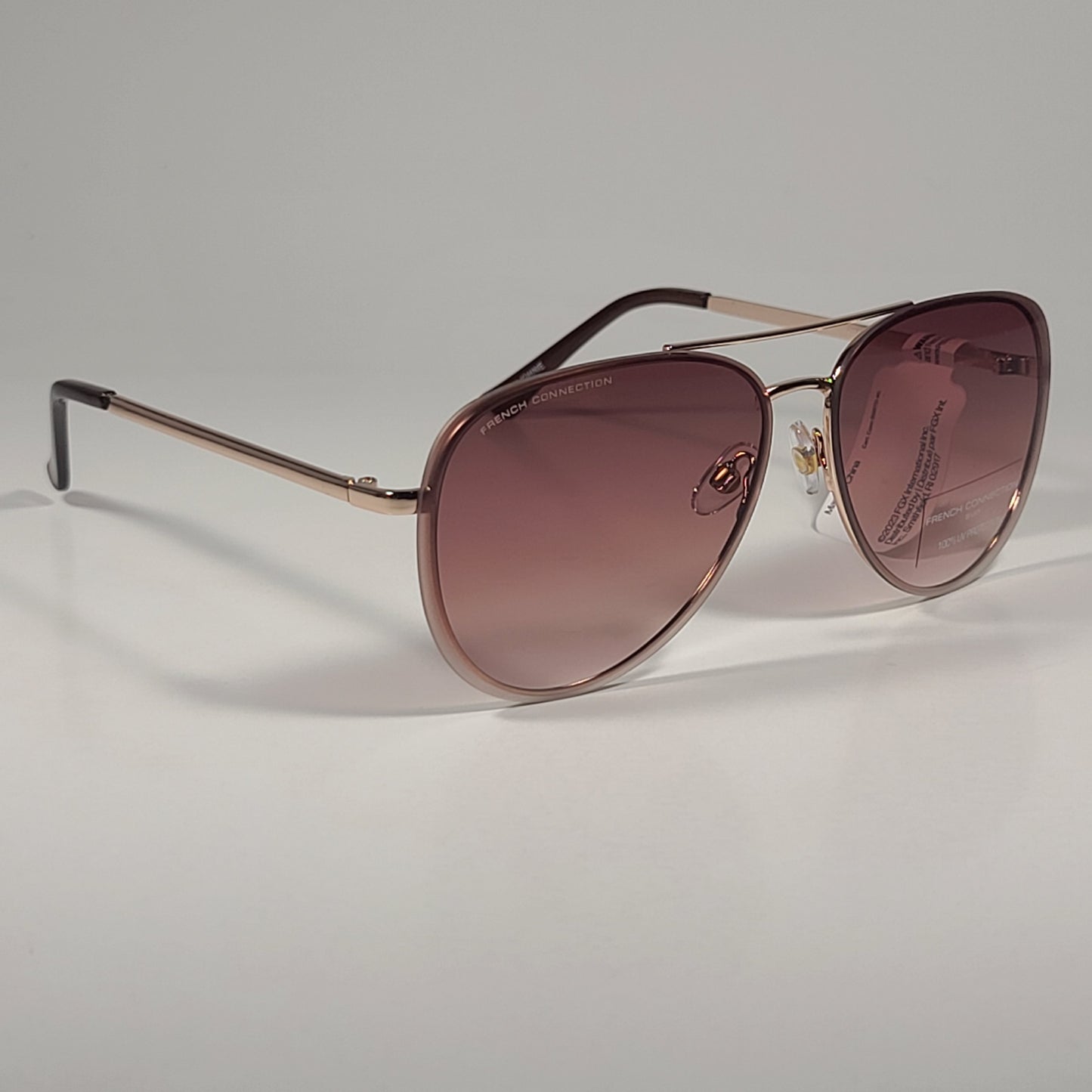 French Connection 52198FCUB Pilot Sunglasses Gold Frame Brown Gradient Lens - Sunglasses