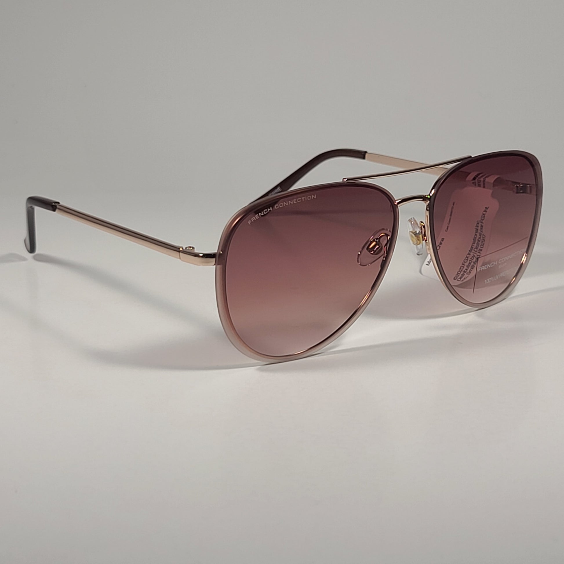 French Connection 52198FCUB Pilot Sunglasses Gold Frame Brown Gradient Lens - Sunglasses