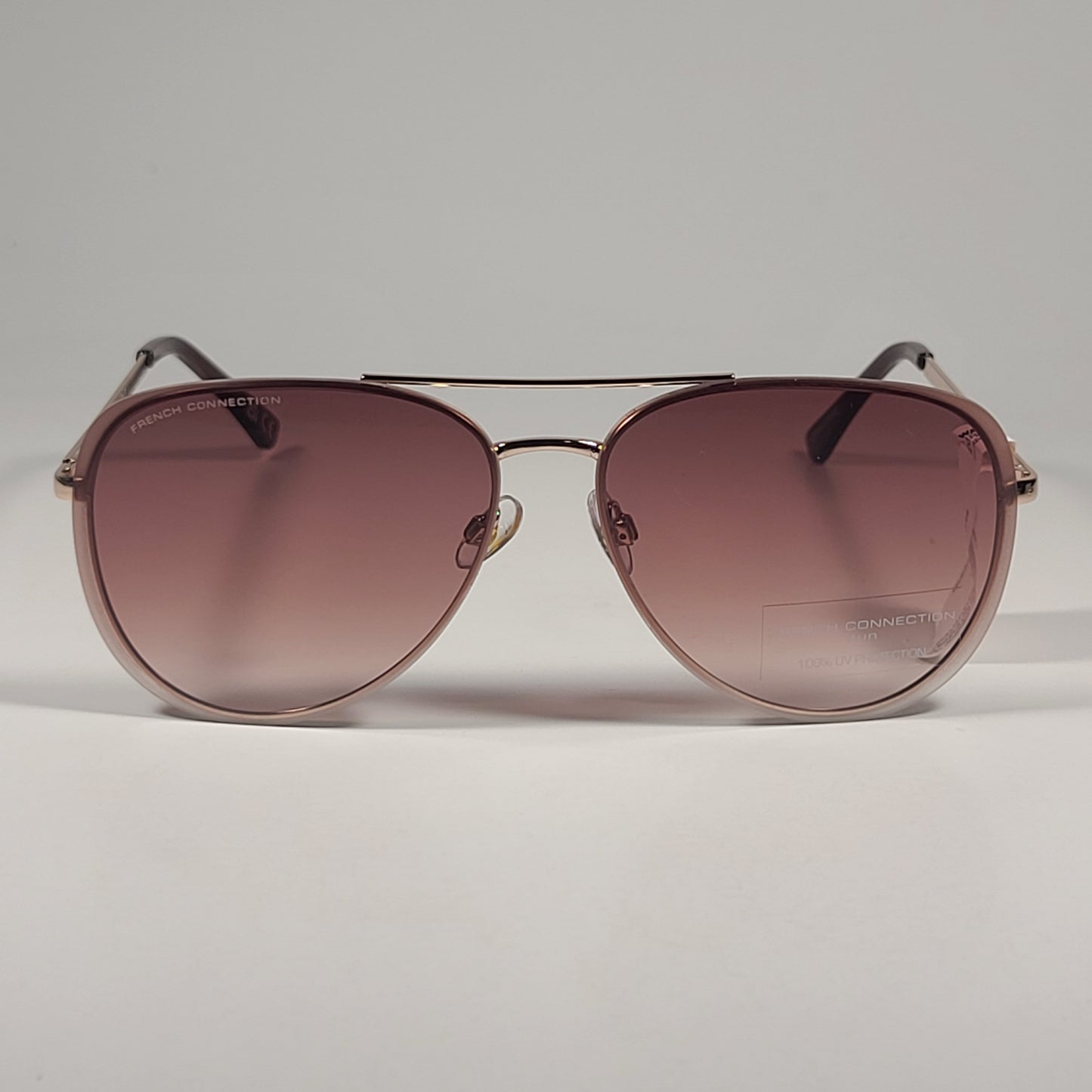 French Connection 52198FCUB Pilot Sunglasses Gold Frame Brown Gradient Lens - Sunglasses