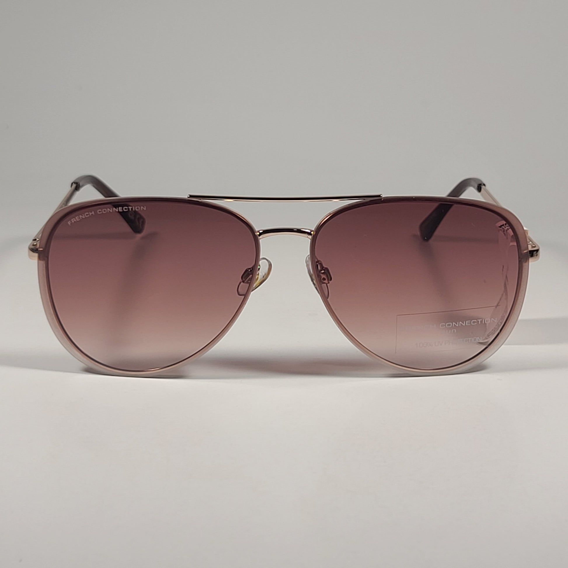 French Connection 52198FCUB Pilot Sunglasses Gold Frame Brown Gradient Lens - Sunglasses