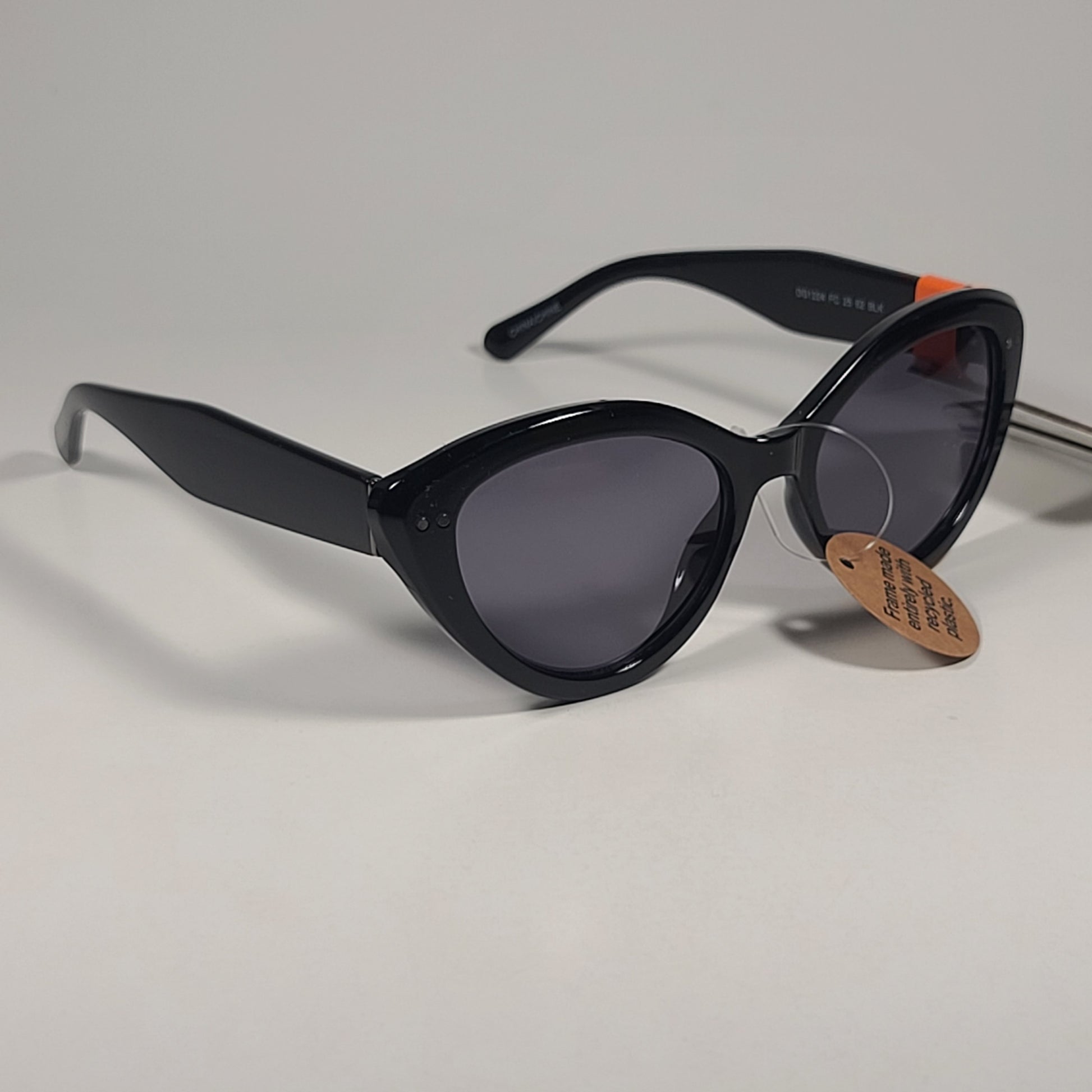 French Connection FC 25 62 Cat Eye Sunglasses Shiny Black Frame Solid Gray Lens - Sunglasses